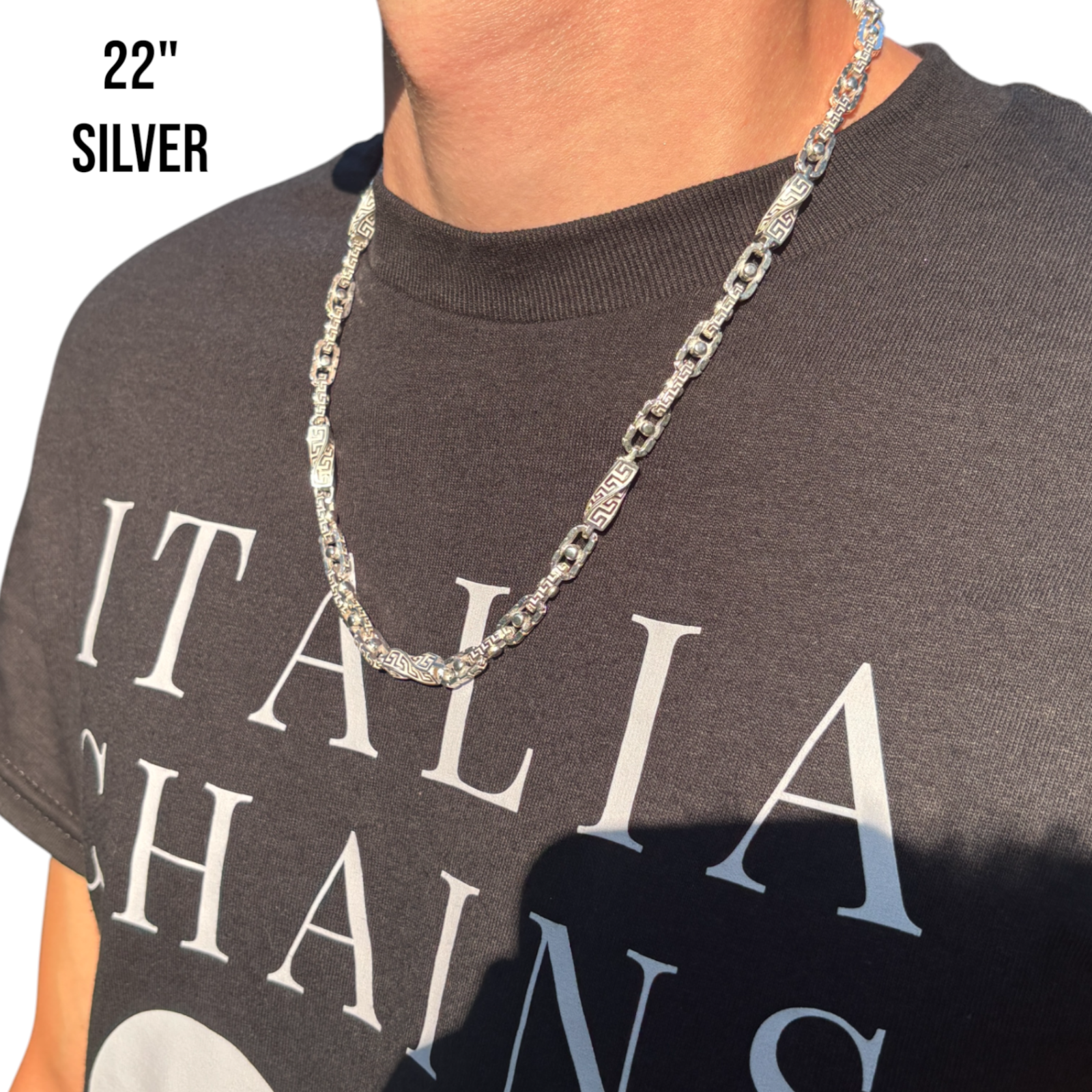 925 Sterling Silver 7.5mm Ferragamo Mariner Chain Necklace