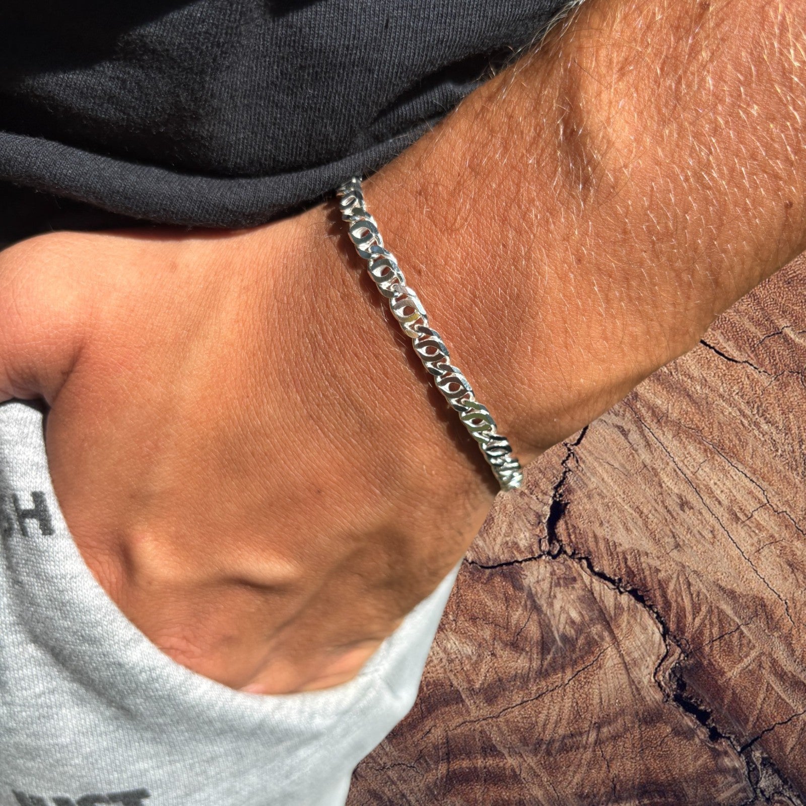 925 Sterling Silver 5.5mm Tiger Eye Bracelet