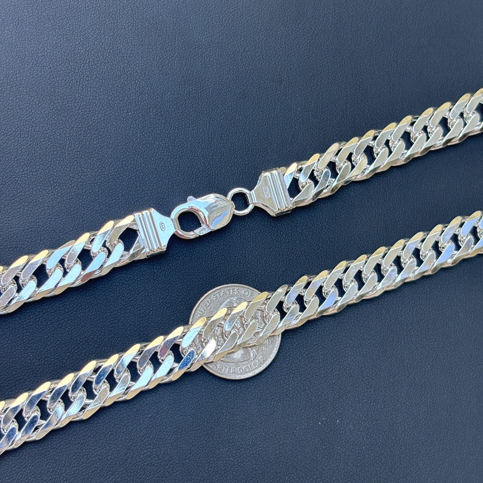 925 Sterling Silver 12mm Double Curb Chain Necklace
