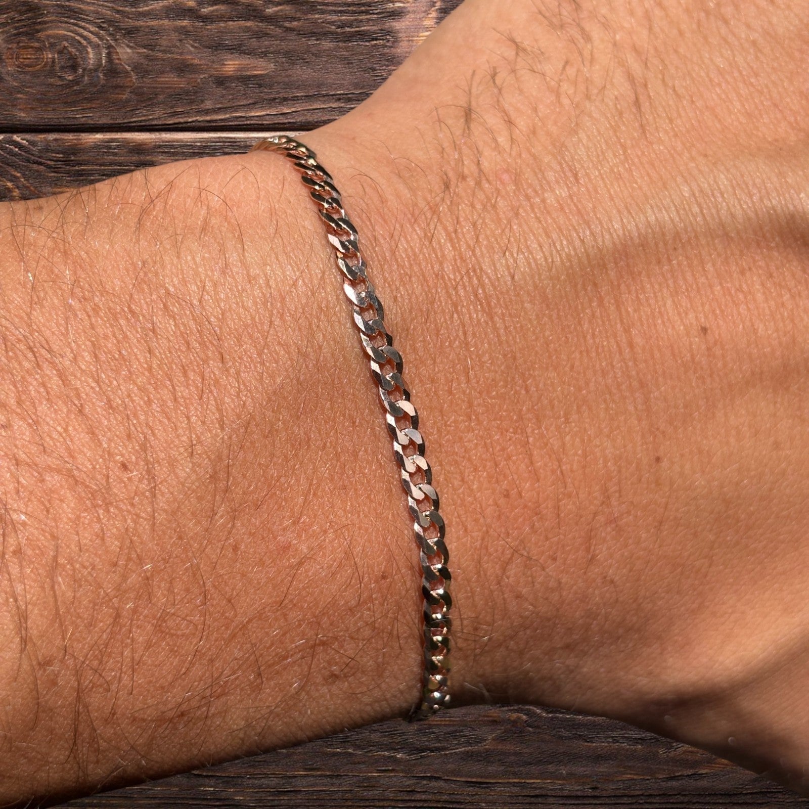 925 Sterling Silver 3mm Flat Curb Bracelet