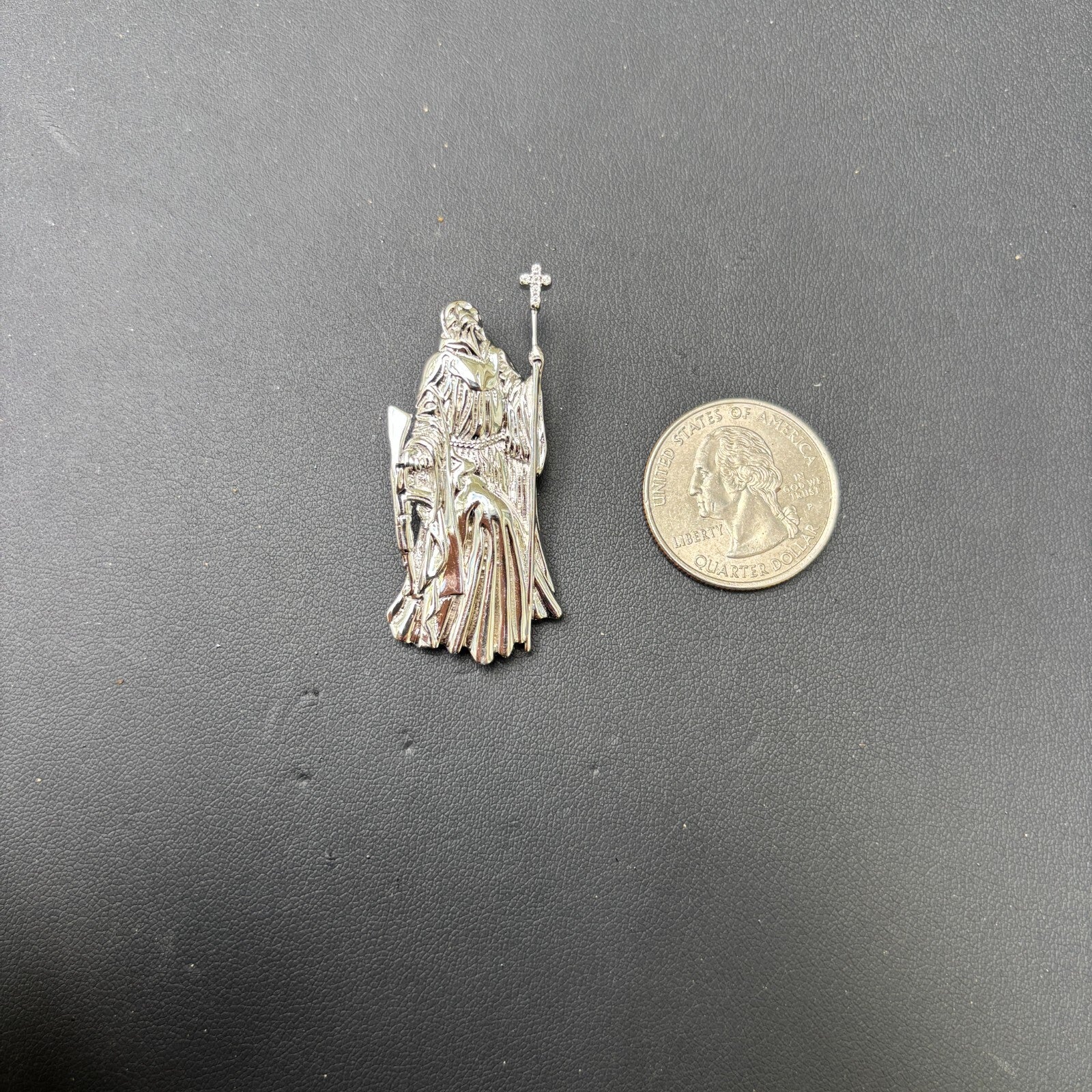 925 Sterling Silver Grim Reaper Pendant With Moissanite