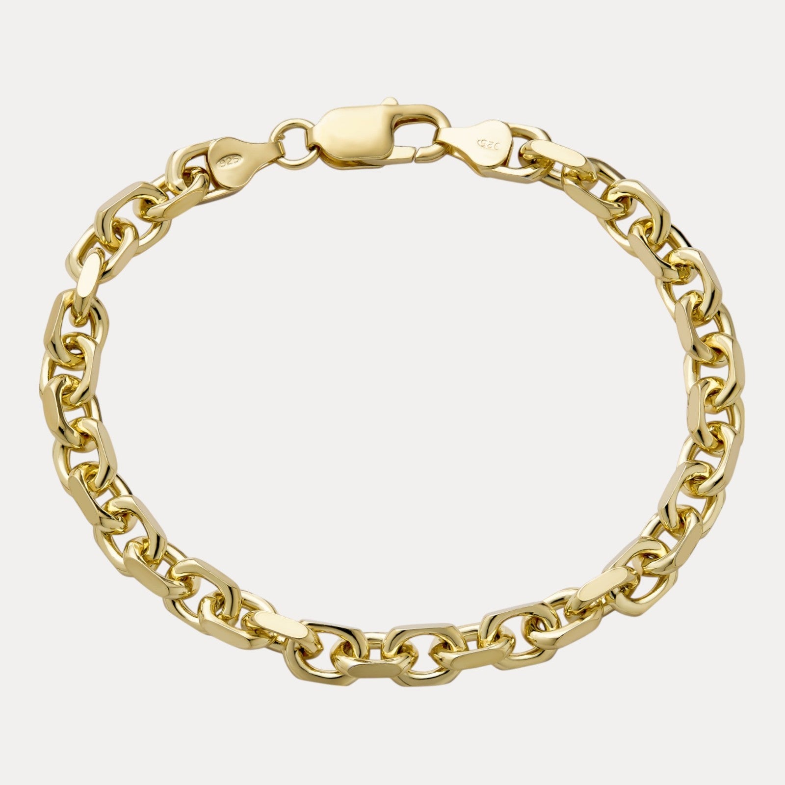 925 Sterling Silver 6mm Anchor Cable Bracelet