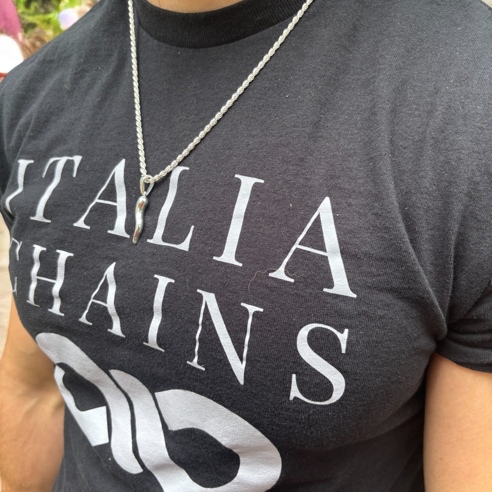 925 Sterling Silver Italian Horn Pendant