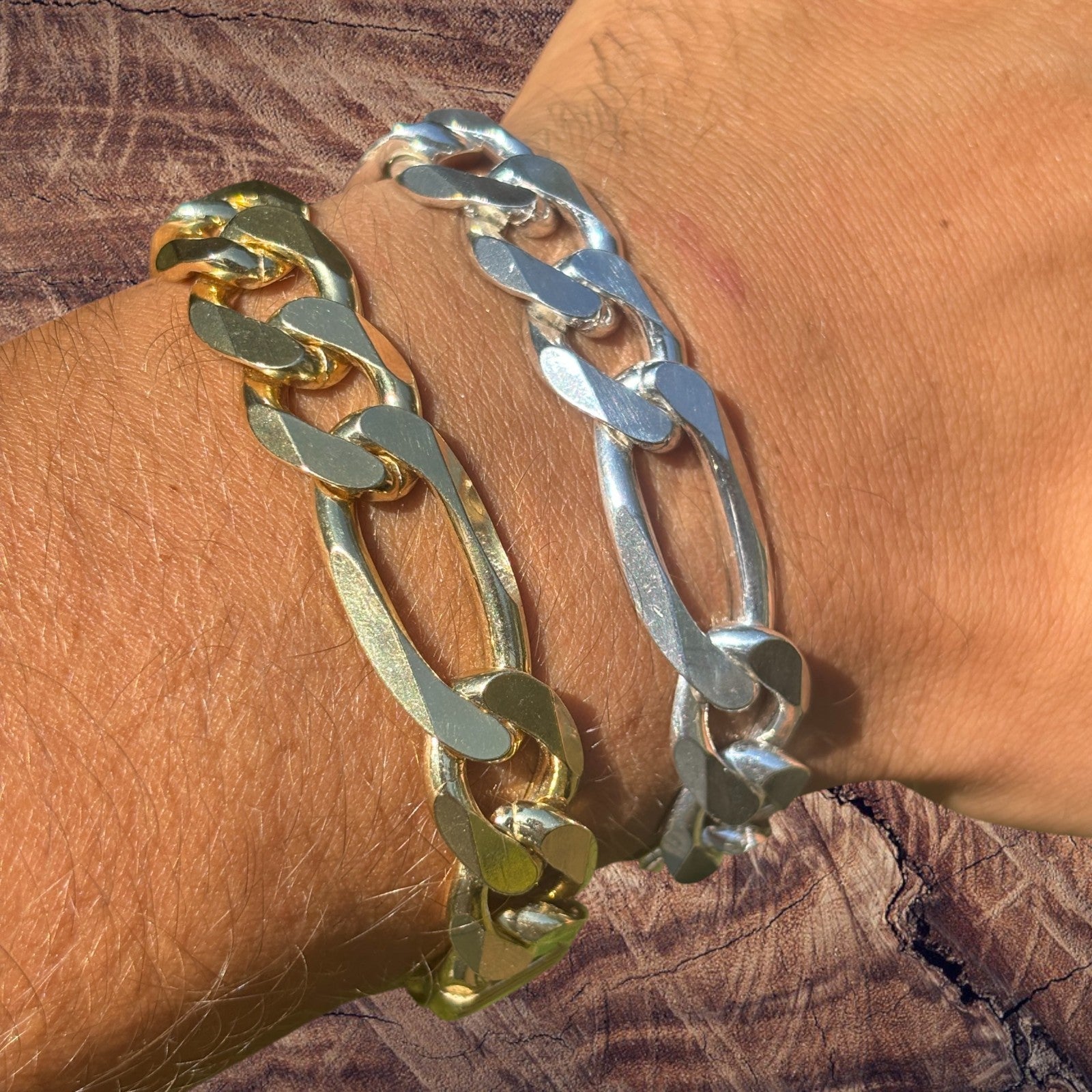 925 Sterling Silver 13mm Figaro Bracelet