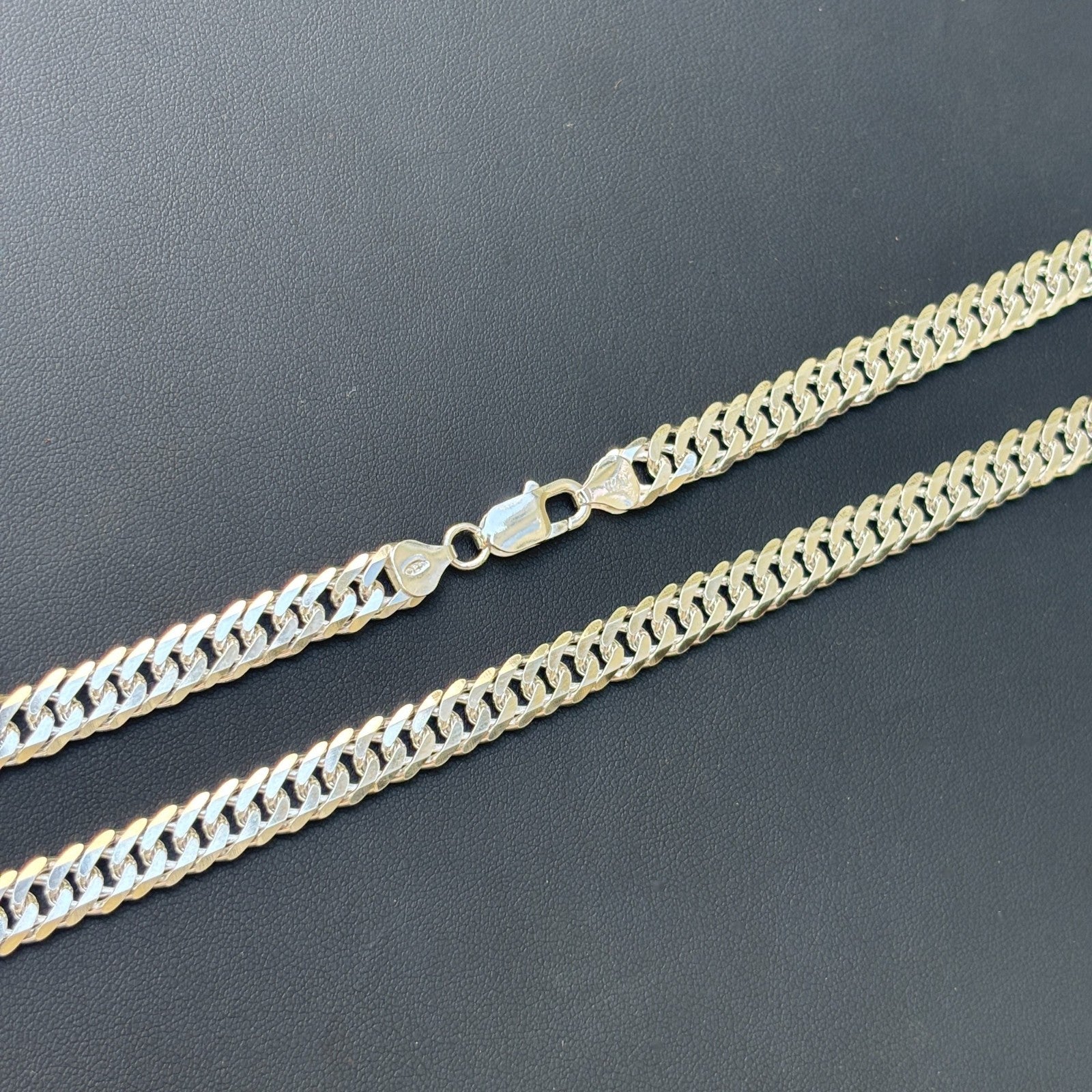 925 Sterling Silver 8mm Double Curb Chain Necklace