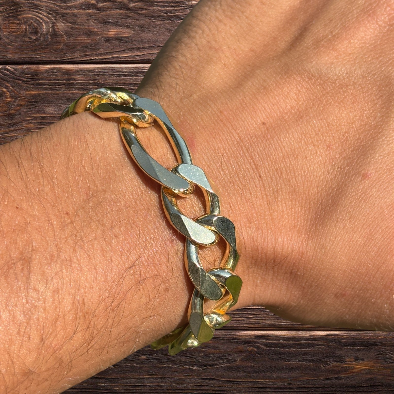 925 Sterling Silver 15mm Figaro Bracelet