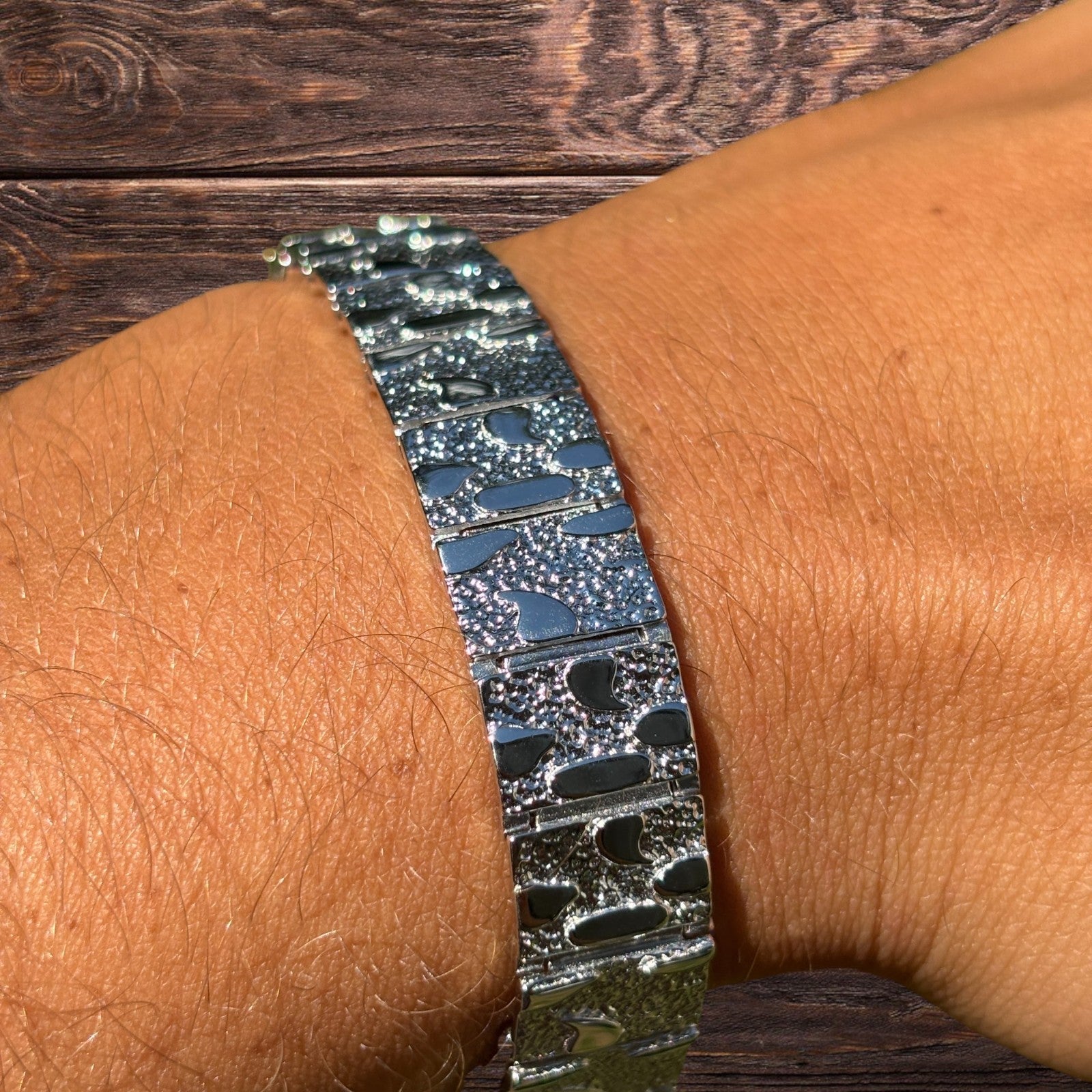 925 Sterling Silver 12mm Custom Nugget Link Bracelet