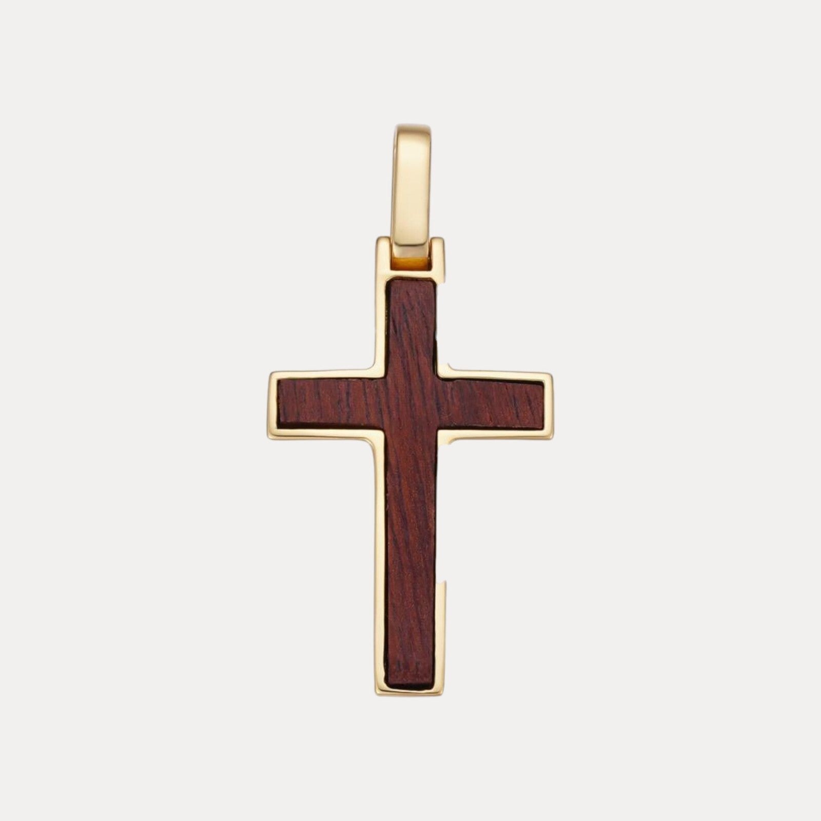925 Sterling Silver Wooden Cross Pendant - Small