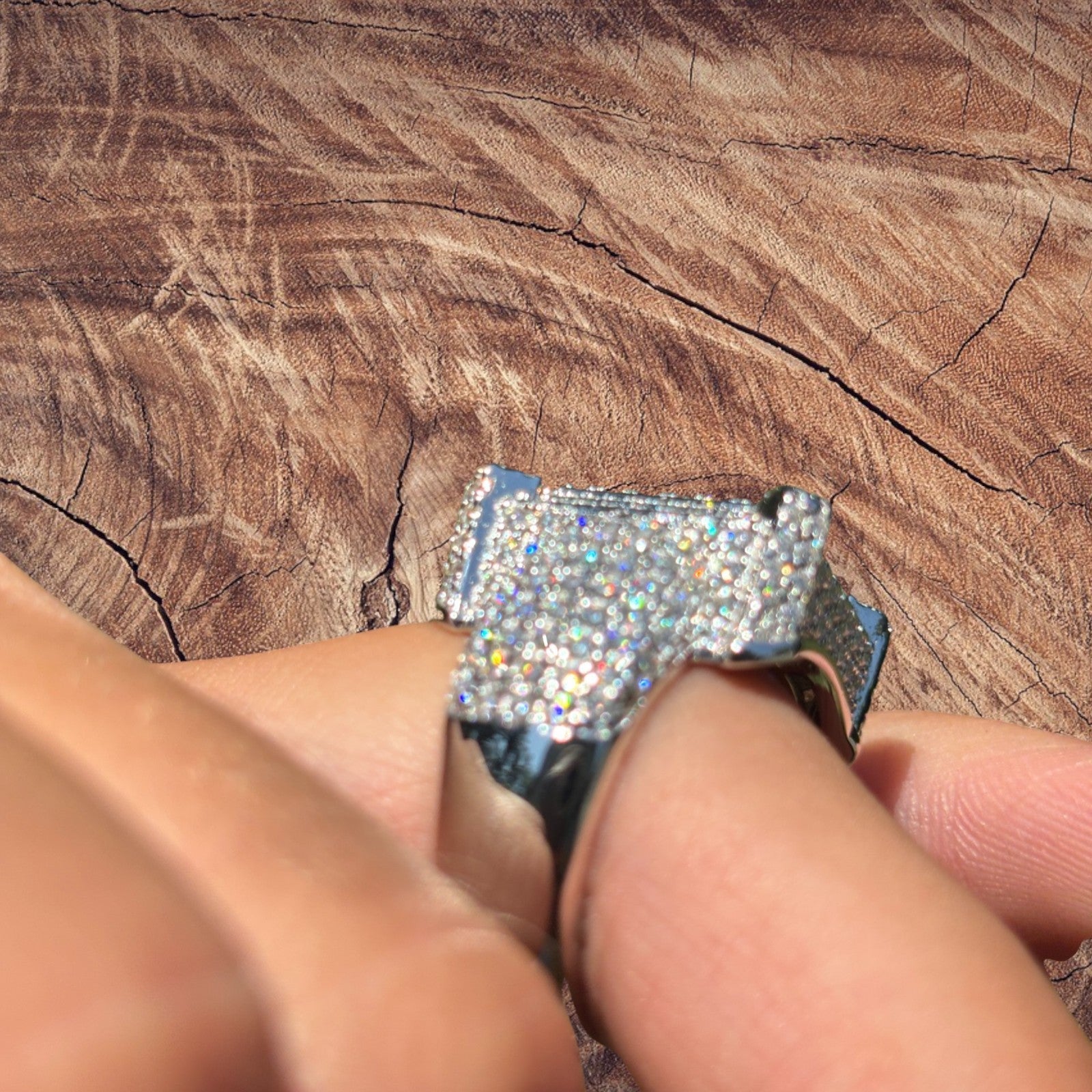 925 Sterling Silver Moissanite Cluster Ring