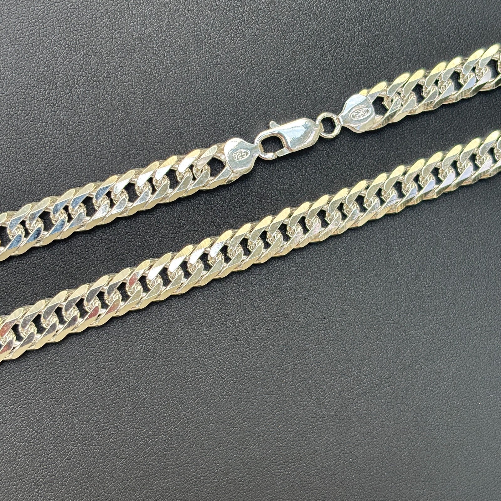 925 Sterling Silver 10mm Double Curb Chain Necklace