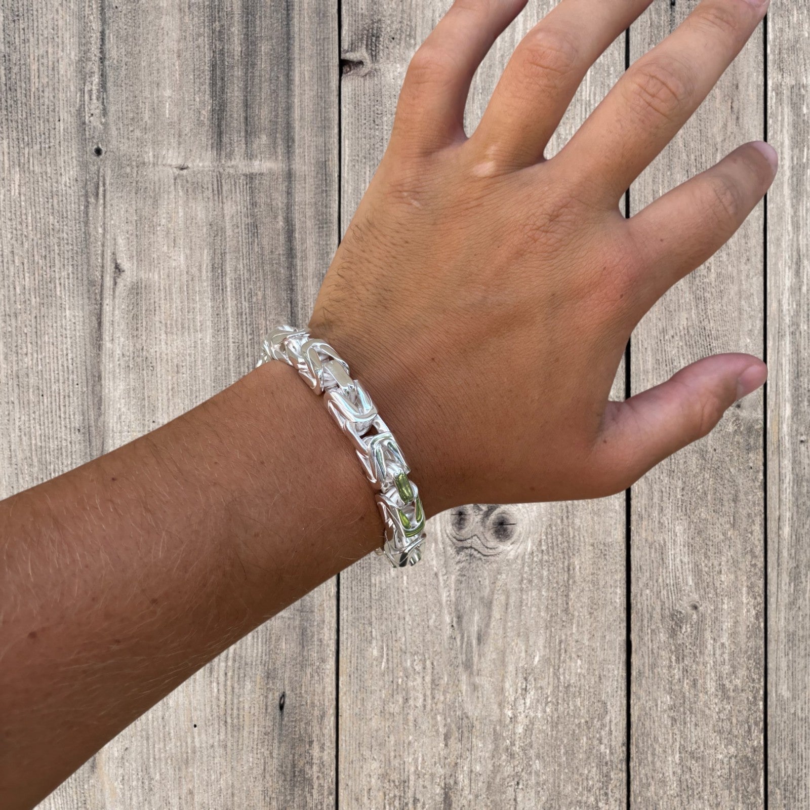 925 Sterling Silver 10mm Byzantine W. Box Clasp Bracelet