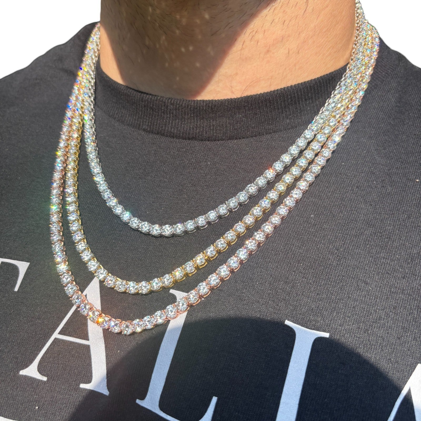 925 Sterling Silver 5mm Tennis Chain Necklace - CZ Or Moissanite