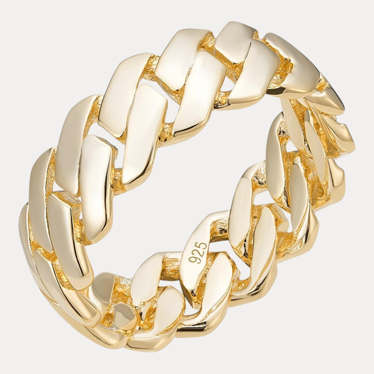 925 Sterling Silver Prong Cuban Ring - ITALIA Chains