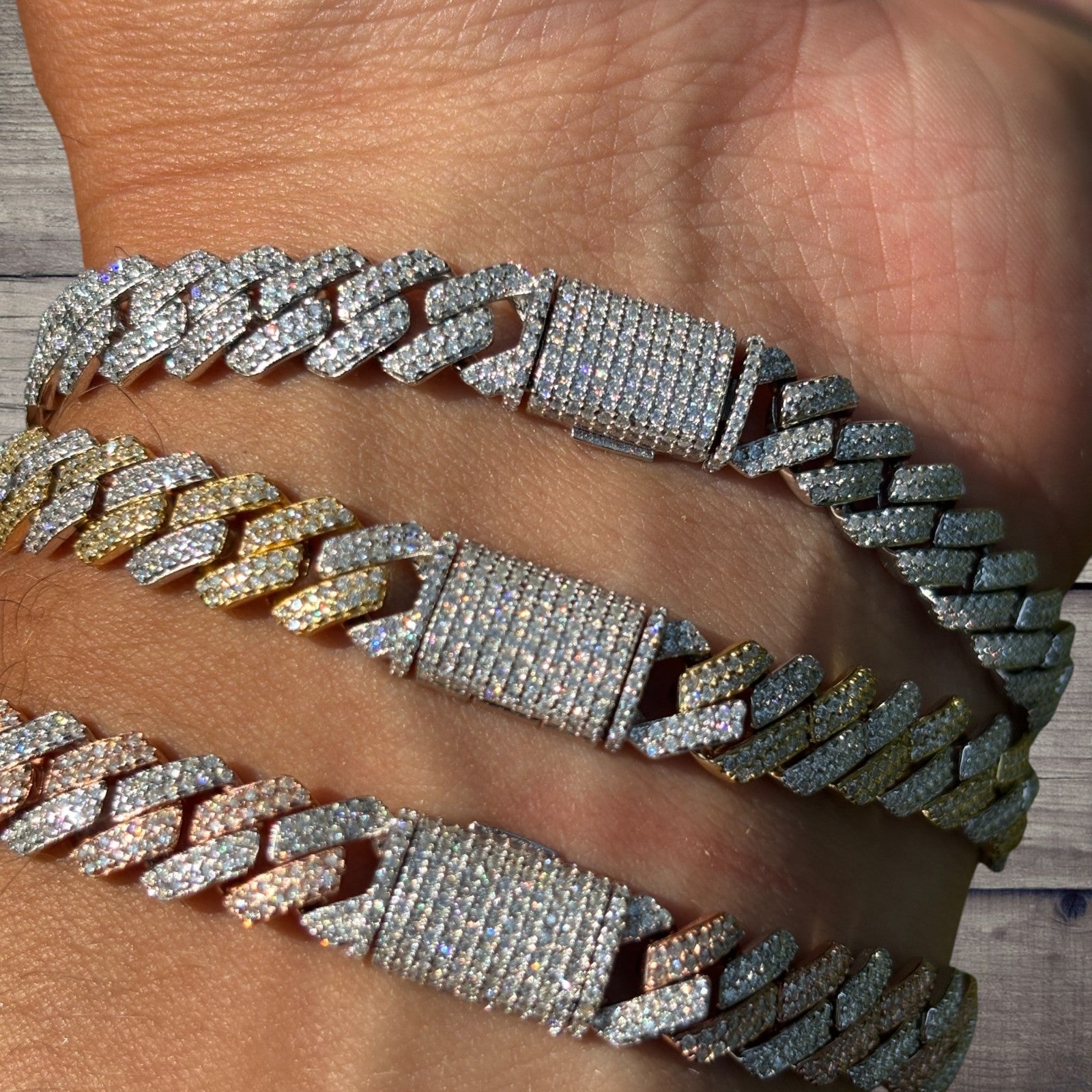 925 Sterling Silver 8mm Moissanite Cuban Prong Bracelet