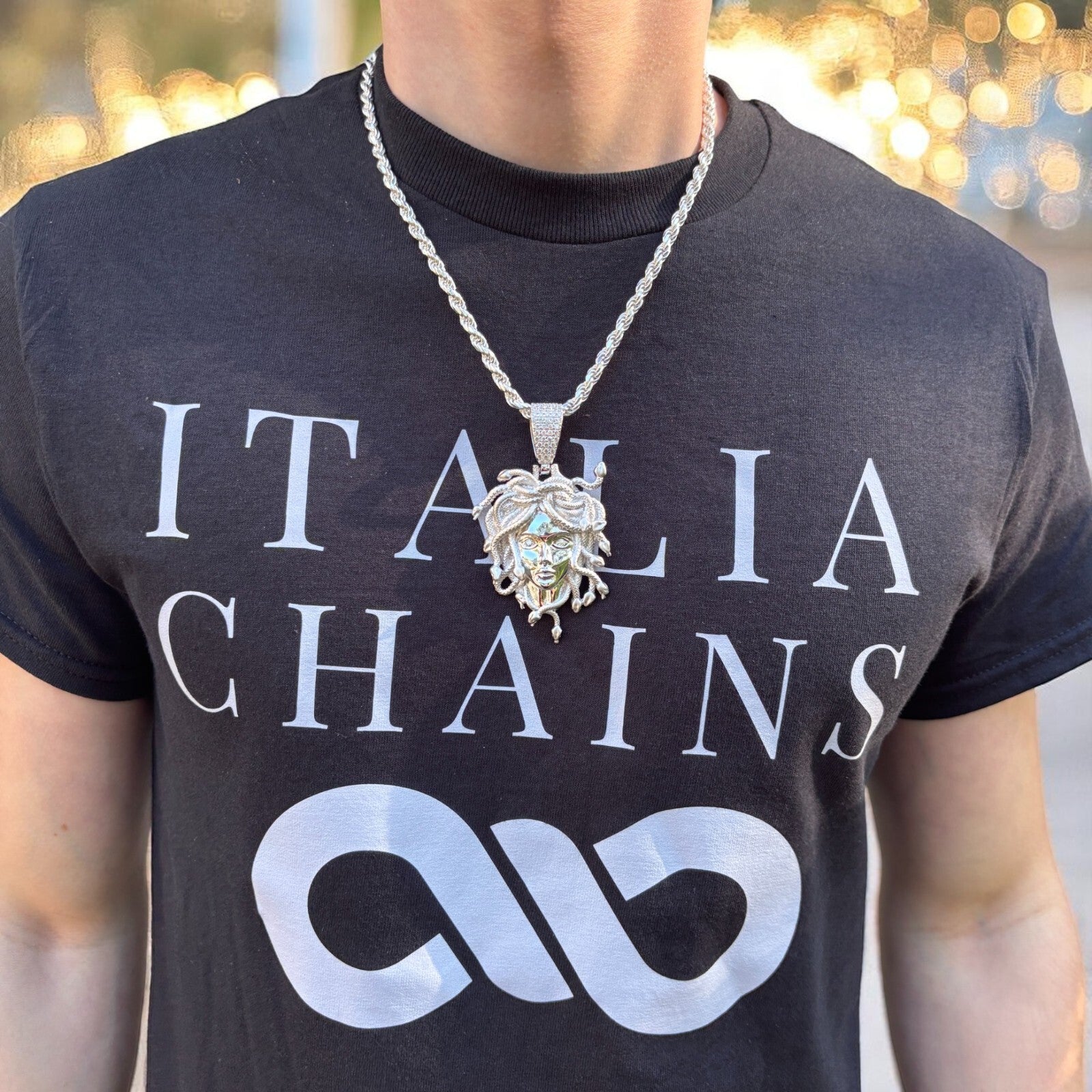 925 Sterling Silver Medusa Head Pendant With Moissanite - Large