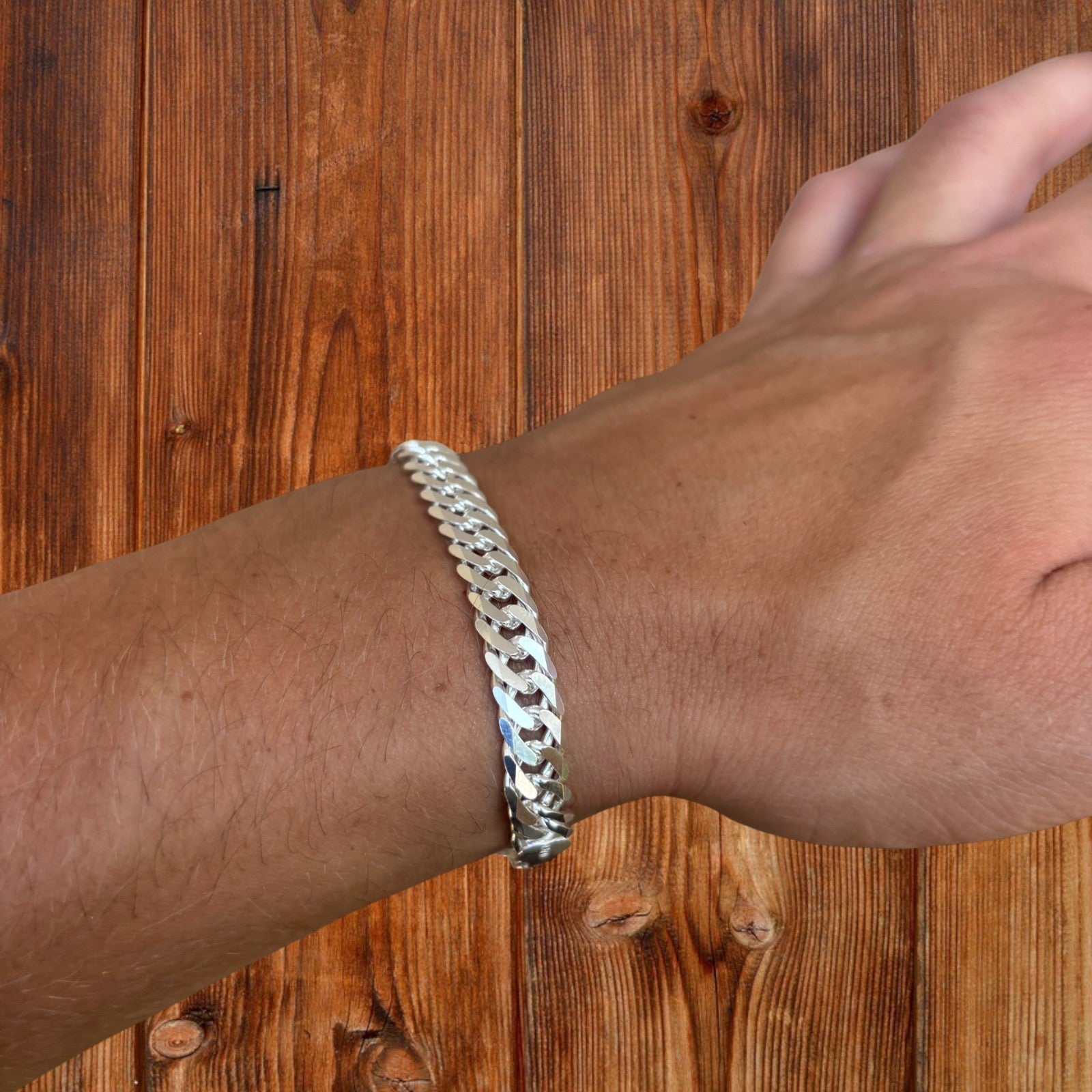 925 Sterling Silver 8mm Double Curb Bracelet