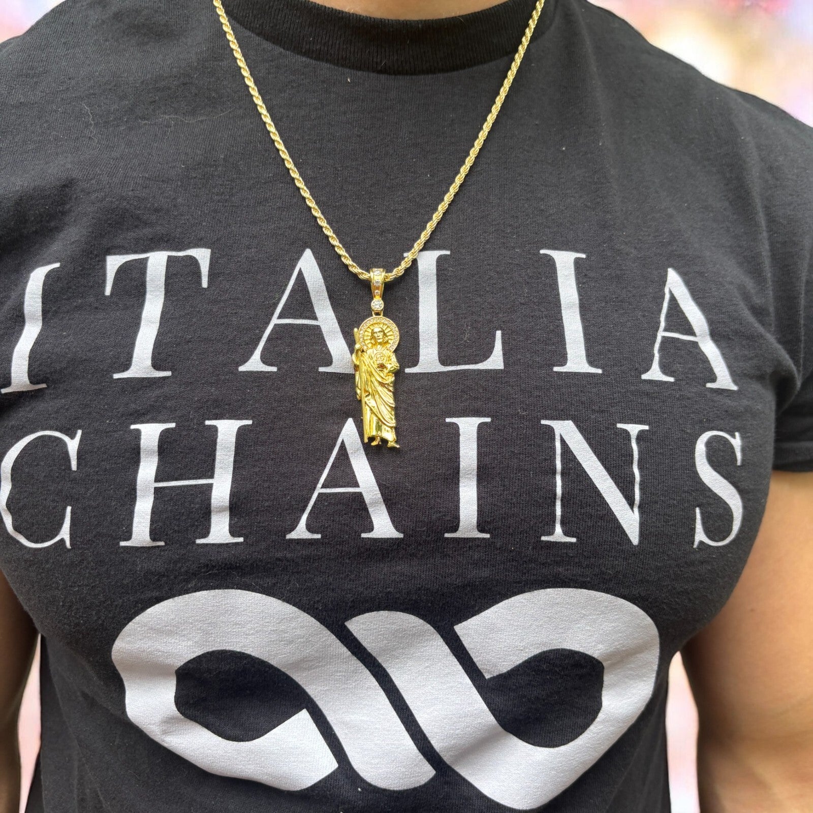 925 Sterling Silver St Jude Tadeo Pendant With Moissanite