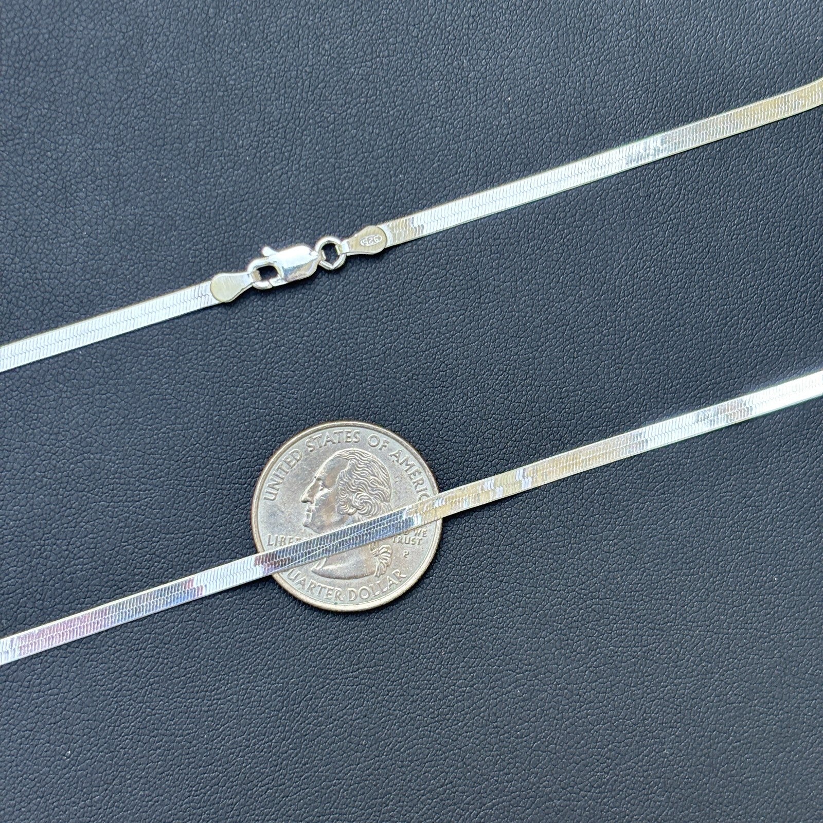 925 Sterling Silver 3mm Herringbone Chain Necklace