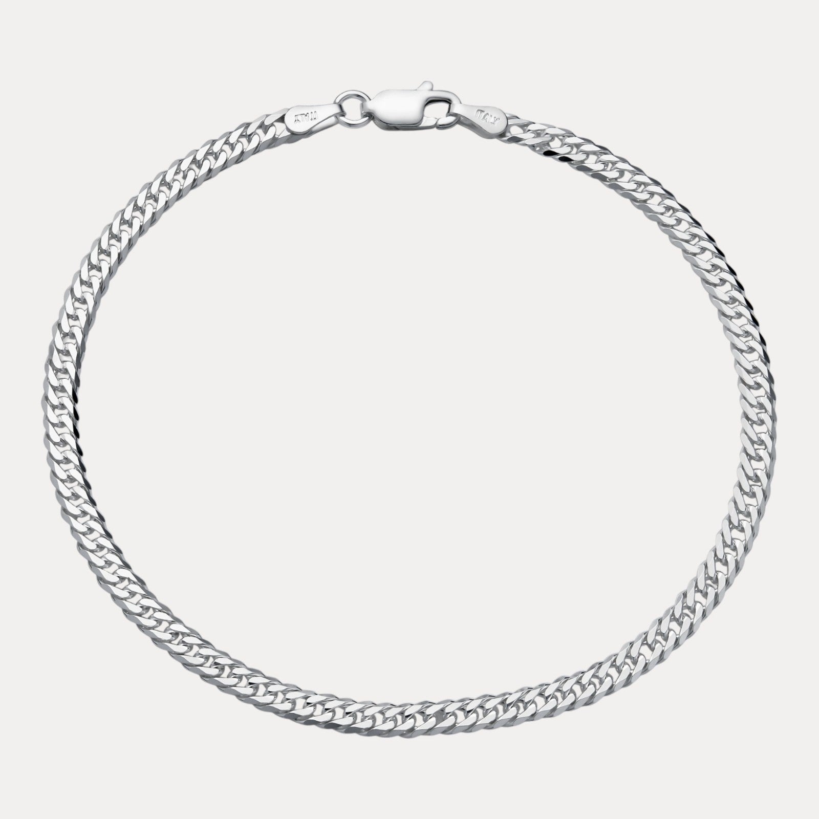 925 Sterling Silver 3.5mm Double Curb Bracelet