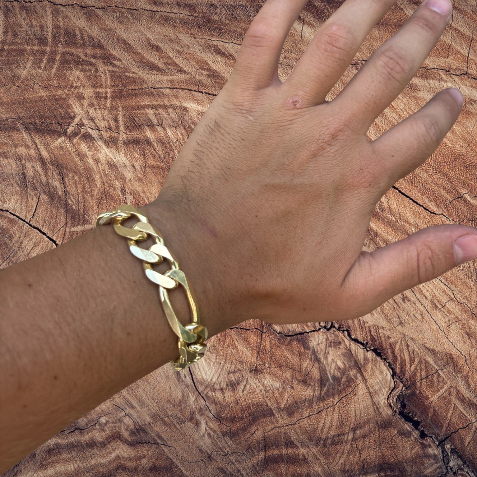 925 Sterling Silver 13mm Figaro Bracelet