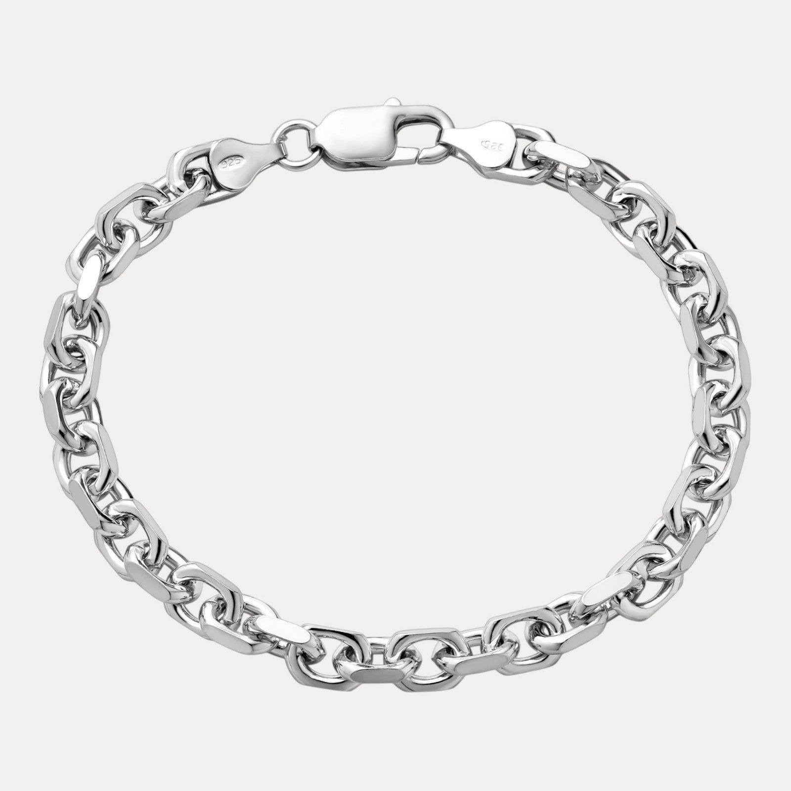 925 Sterling Silver 6mm Anchor Cable Bracelet