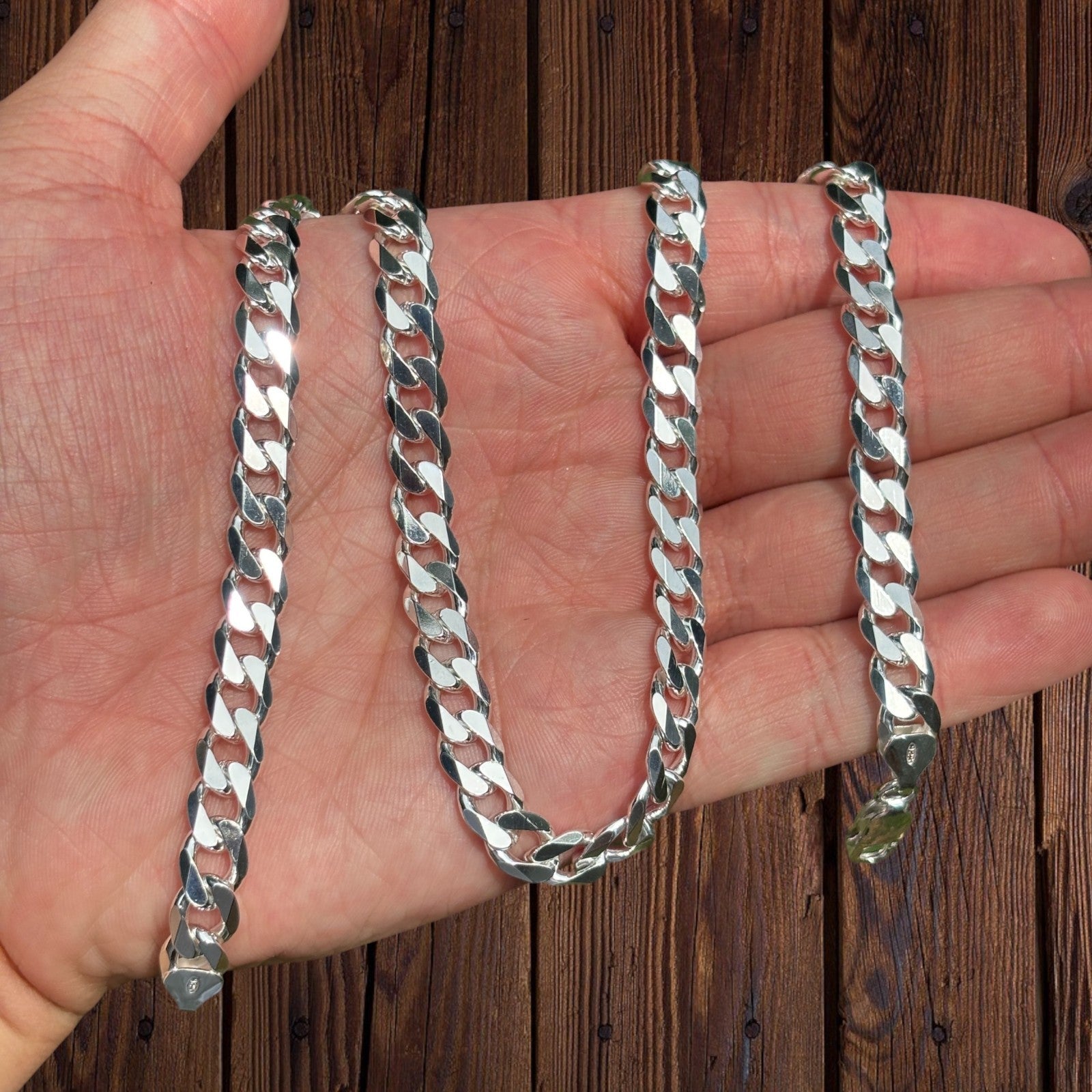 925 Sterling Silver 8mm Curb Chain Necklace