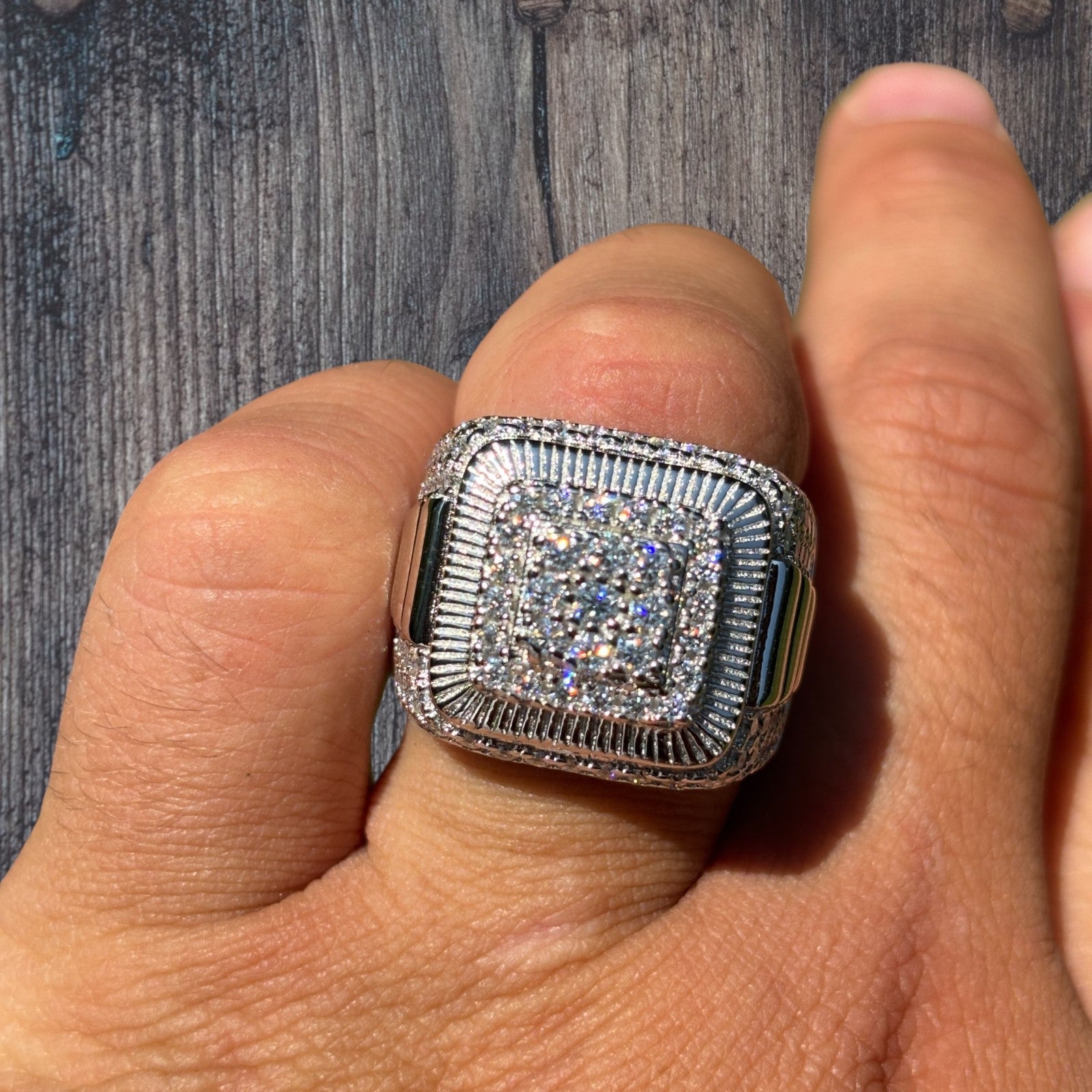 925 Sterling Silver Square Moissanite Ring