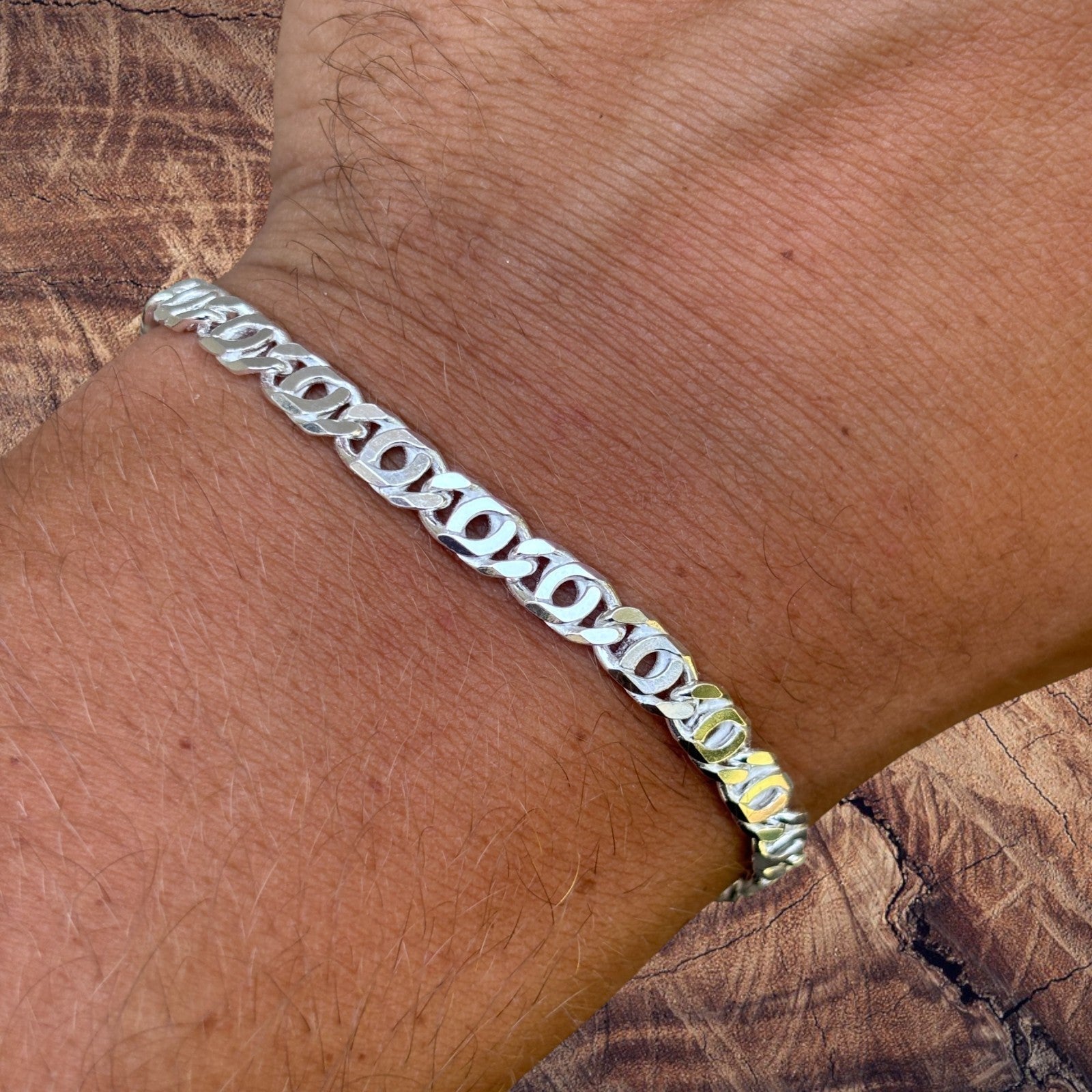 925 Sterling Silver 5.5mm Tiger Eye Bracelet