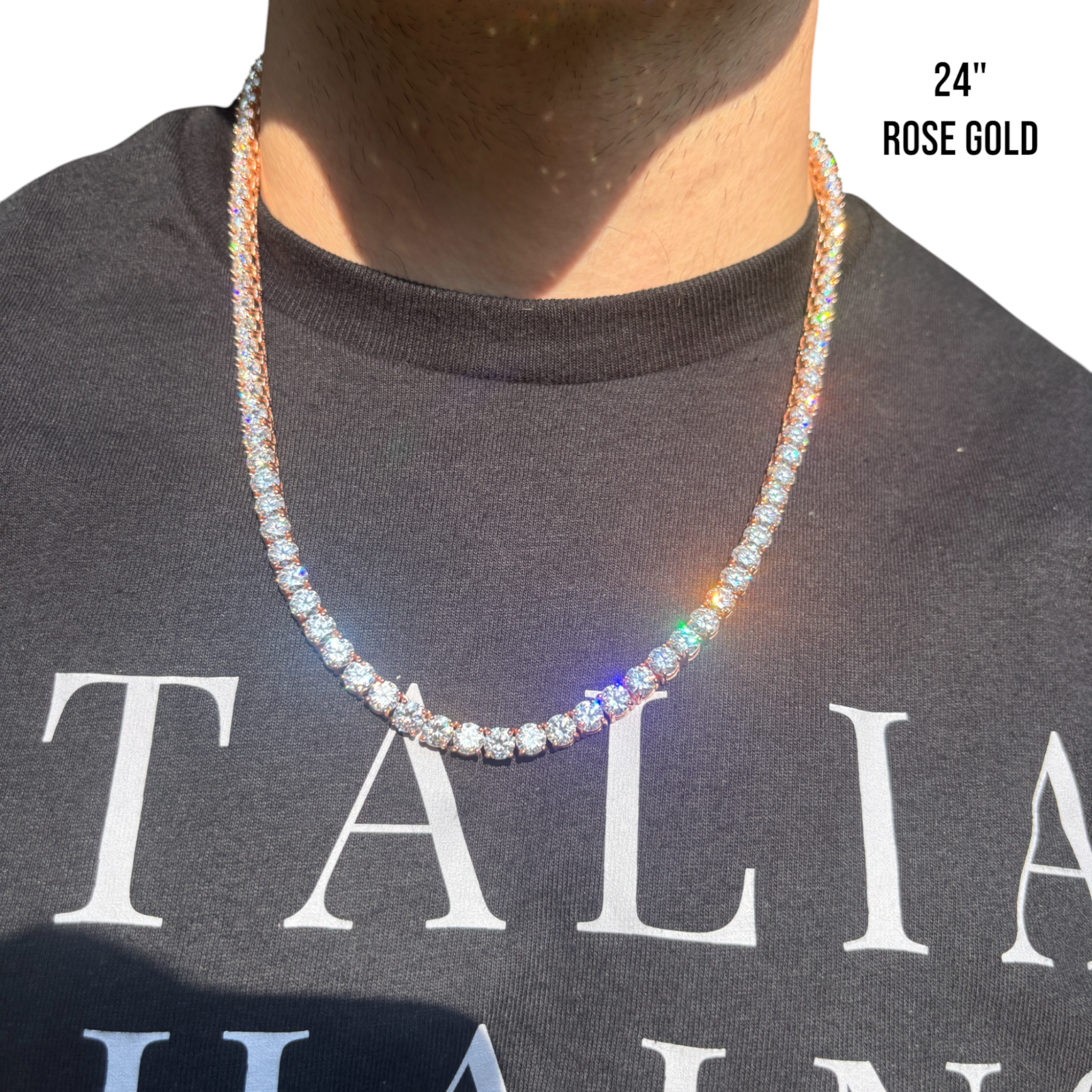 925 Sterling Silver 6mm Tennis Chain Necklace - CZ Or Moissanite