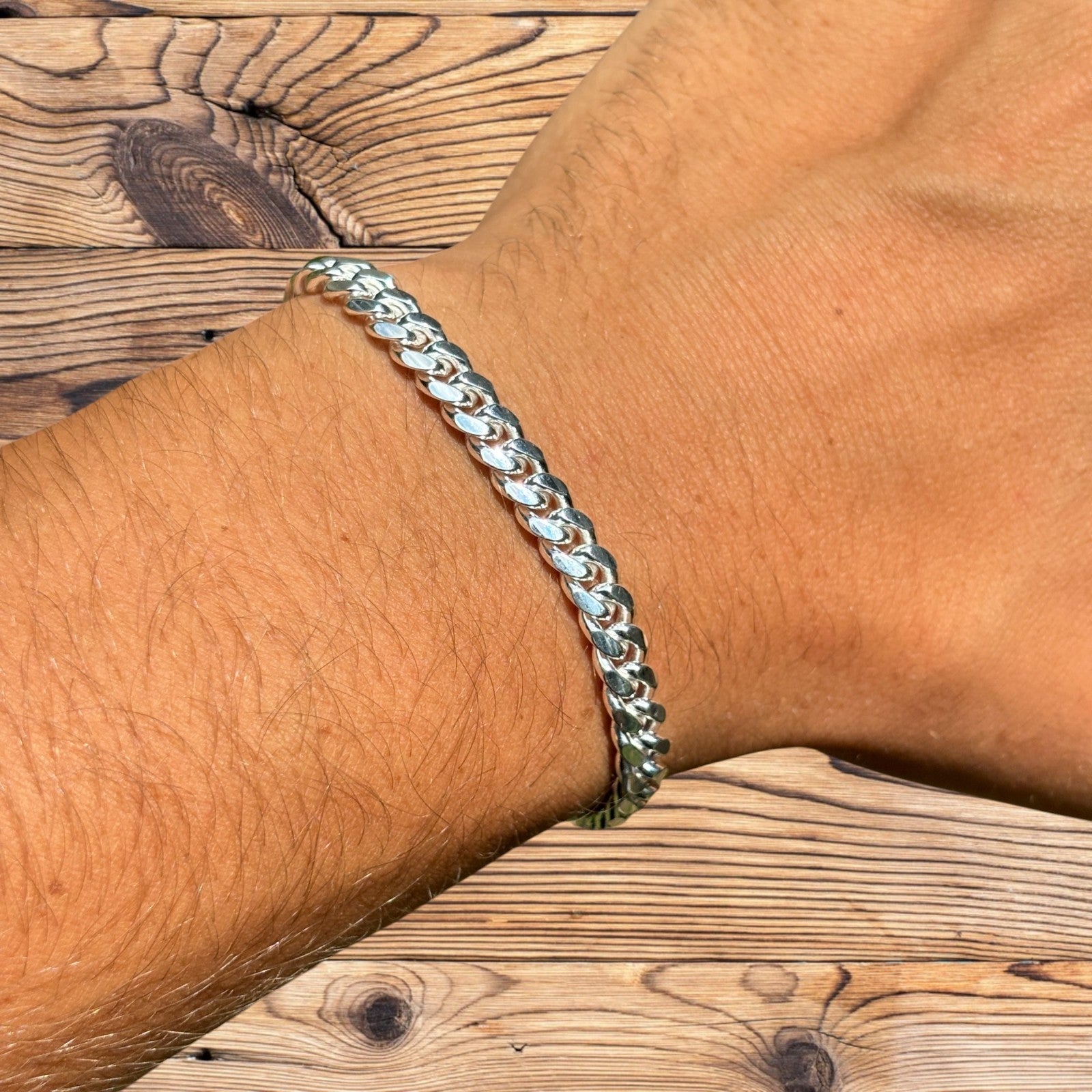 925 Sterling Silver 8mm Miami Cuban W. Box Clasp Bracelet