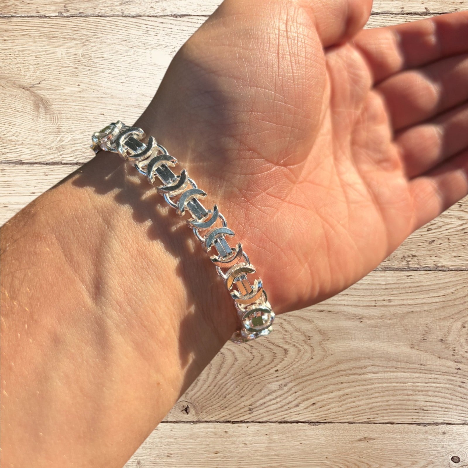 925 Sterling Silver 10mm Flat Byzantine Bracelet