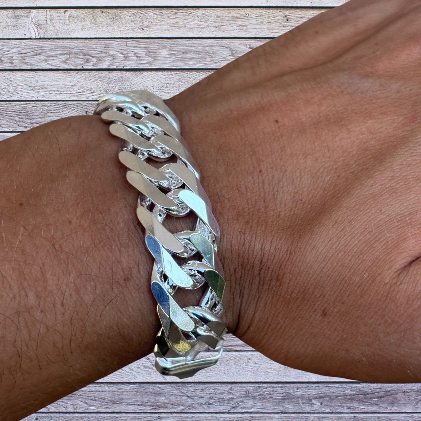 925 Sterling Silver 16mm Double Curb Bracelet