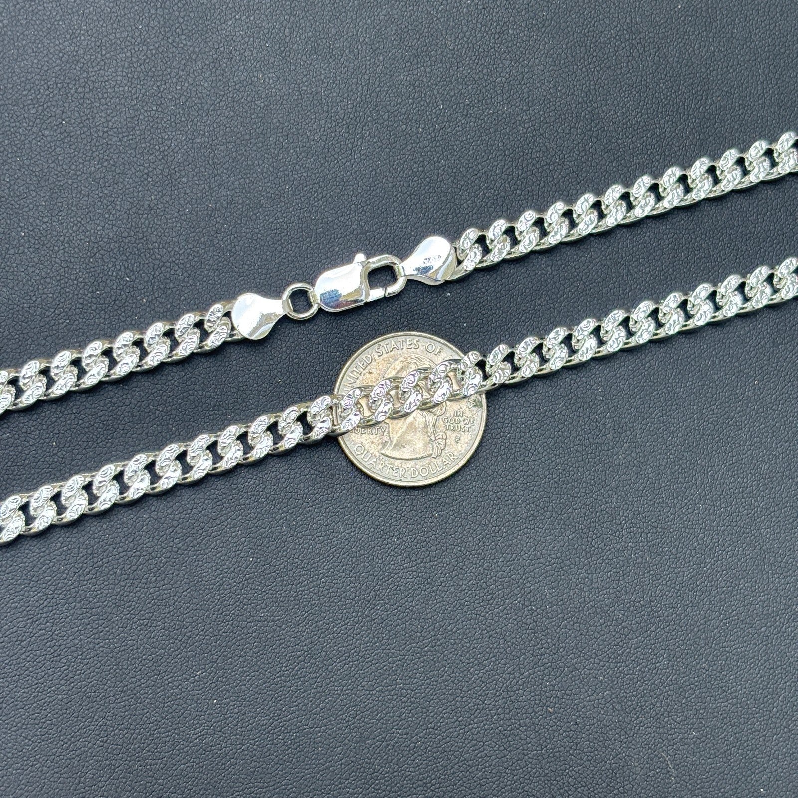 925 Sterling Silver 7mm Diamond Cut Miami Cuban Chain Necklace