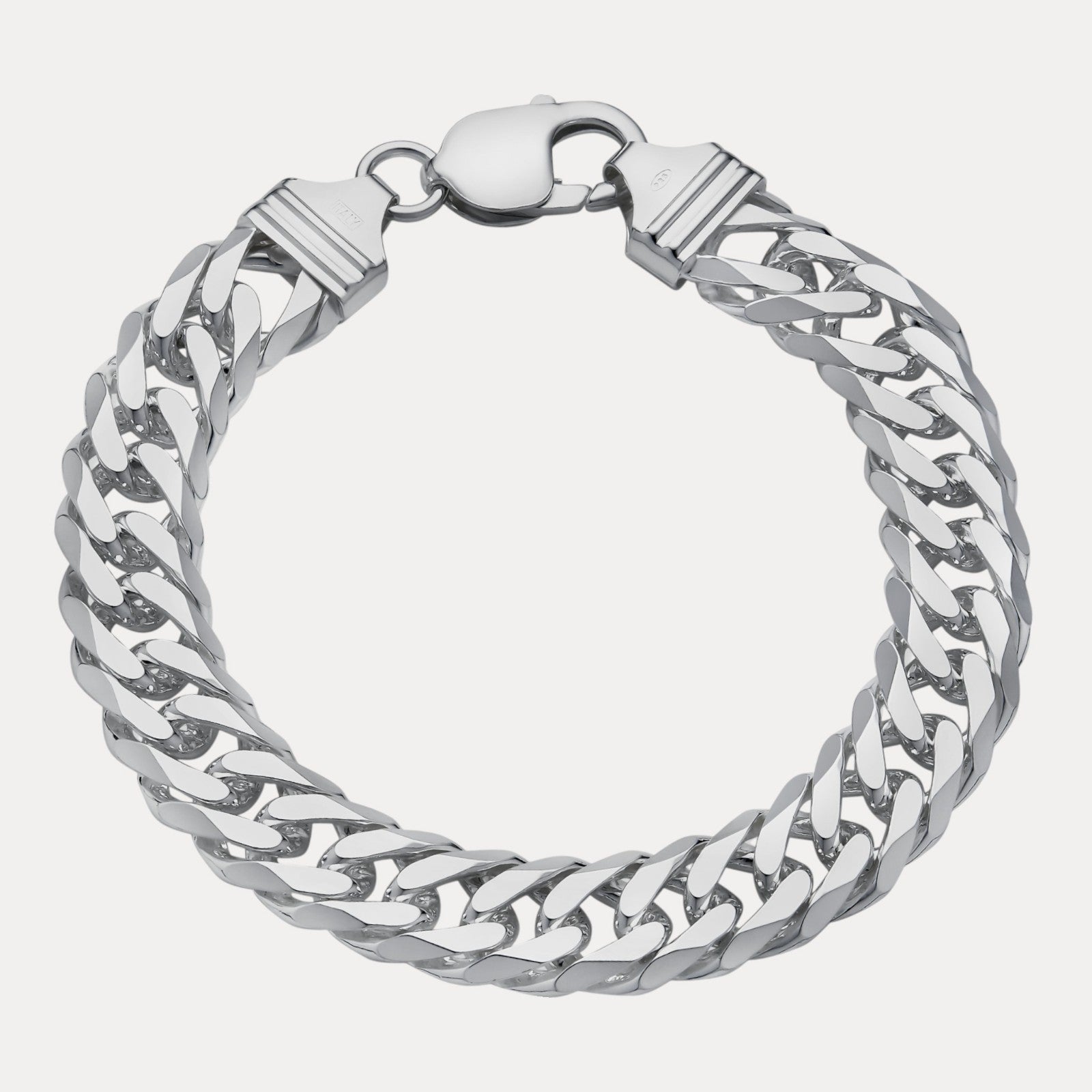 925 Sterling Silver 12mm Double Curb Bracelet