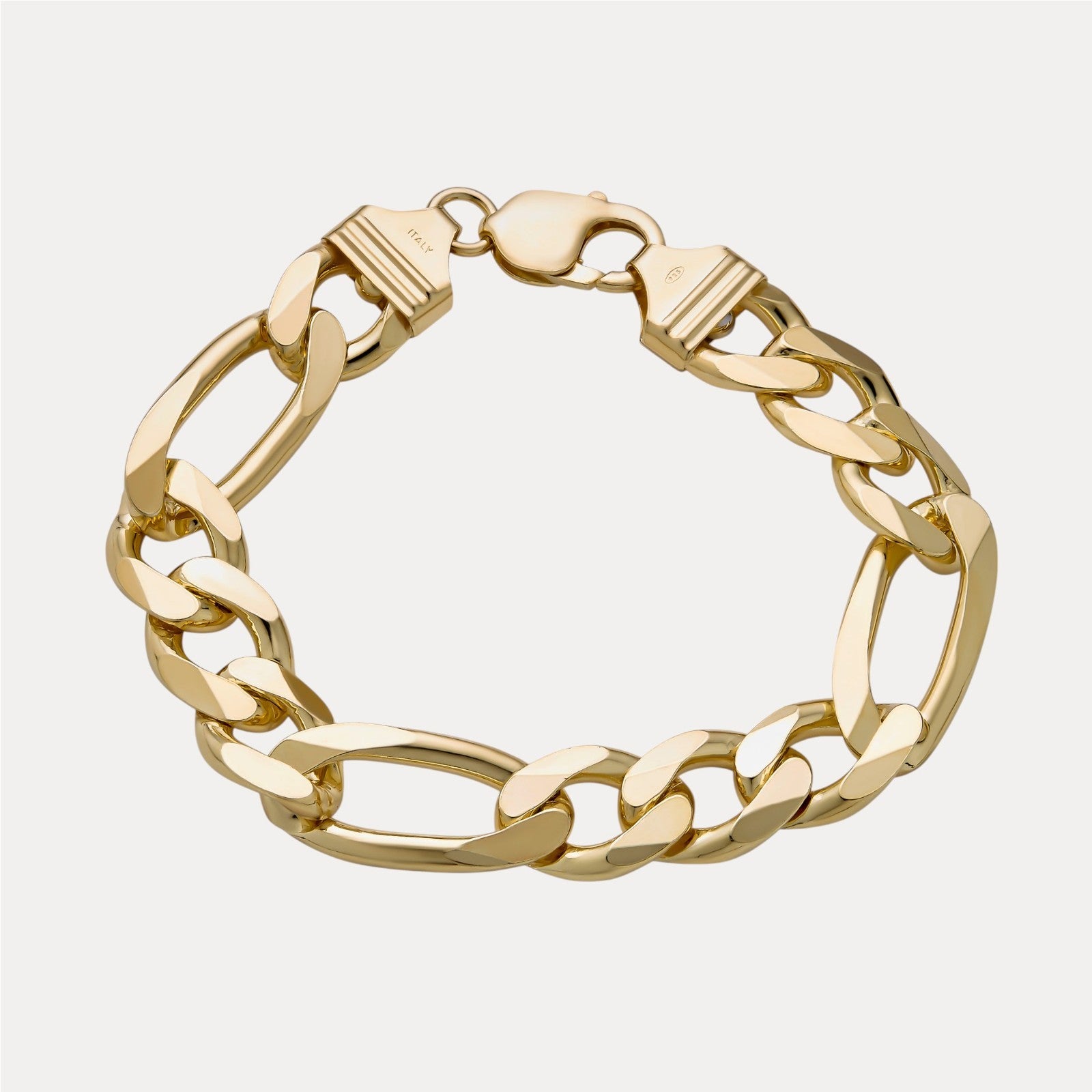 925 Sterling Silver 13mm Figaro Bracelet