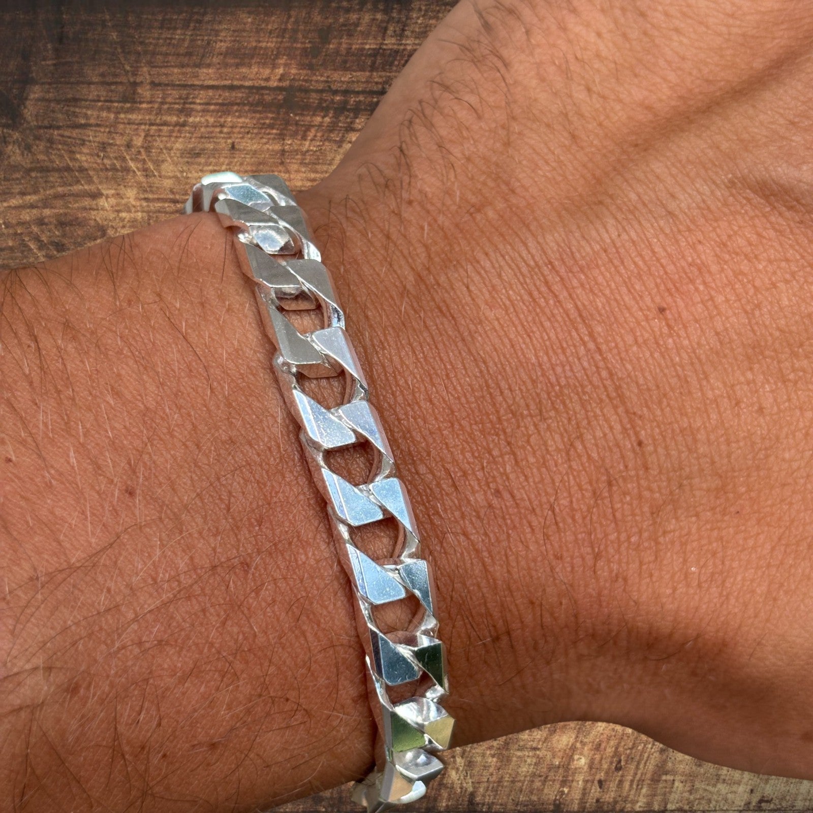 925 Sterling Silver 8mm Square Curb Bracelet
