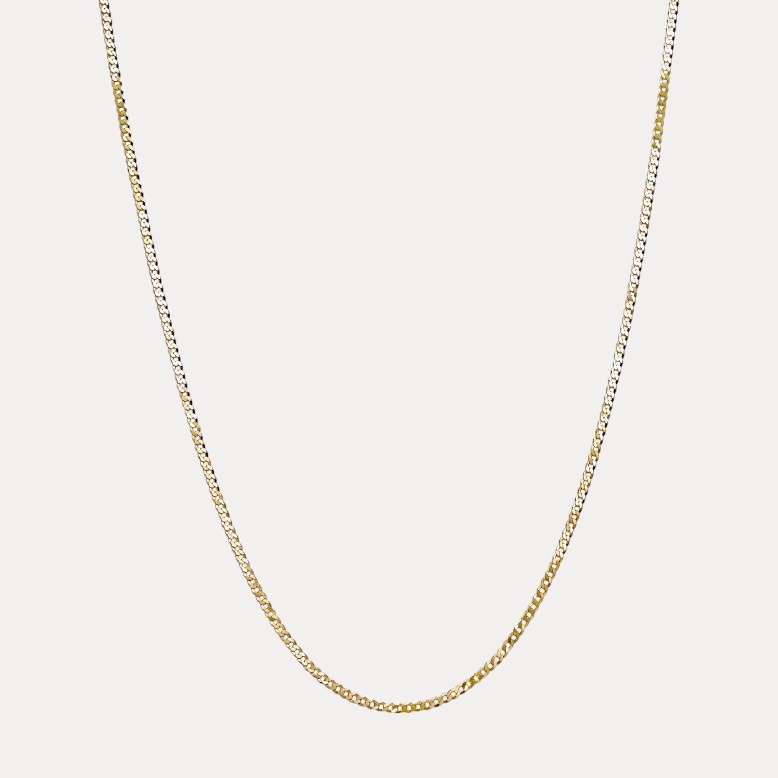 925 Sterling Silver 3mm Flat Curb Cuban Chain Necklace