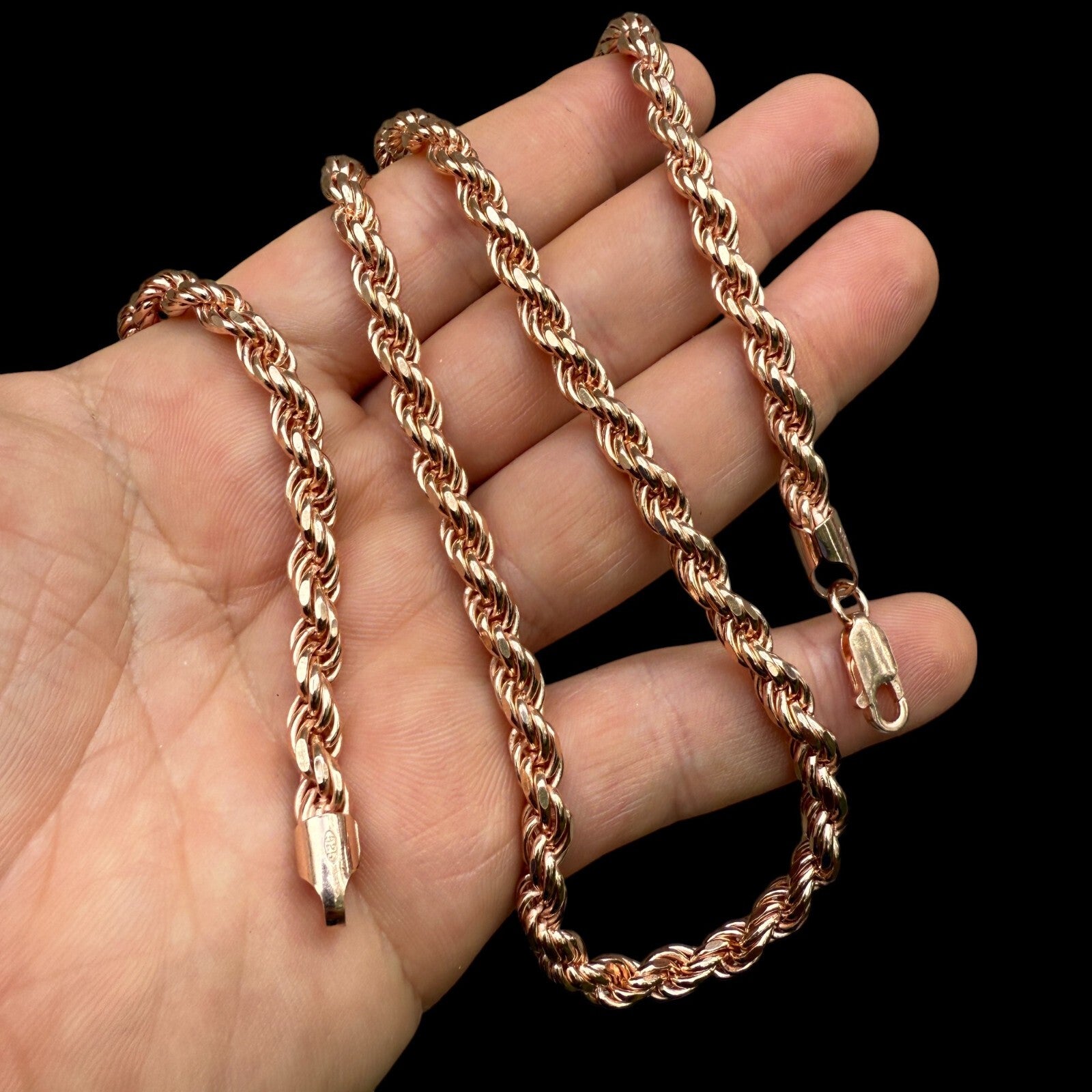 925 Sterling Silver 6mm Diamond Cut Rope Chain Necklace