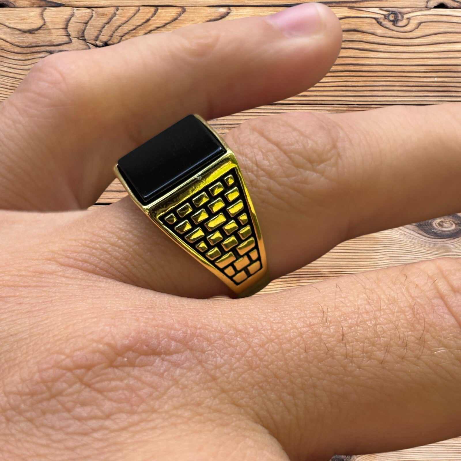 925 Sterling Silver Rectangular Black Onyx Ring