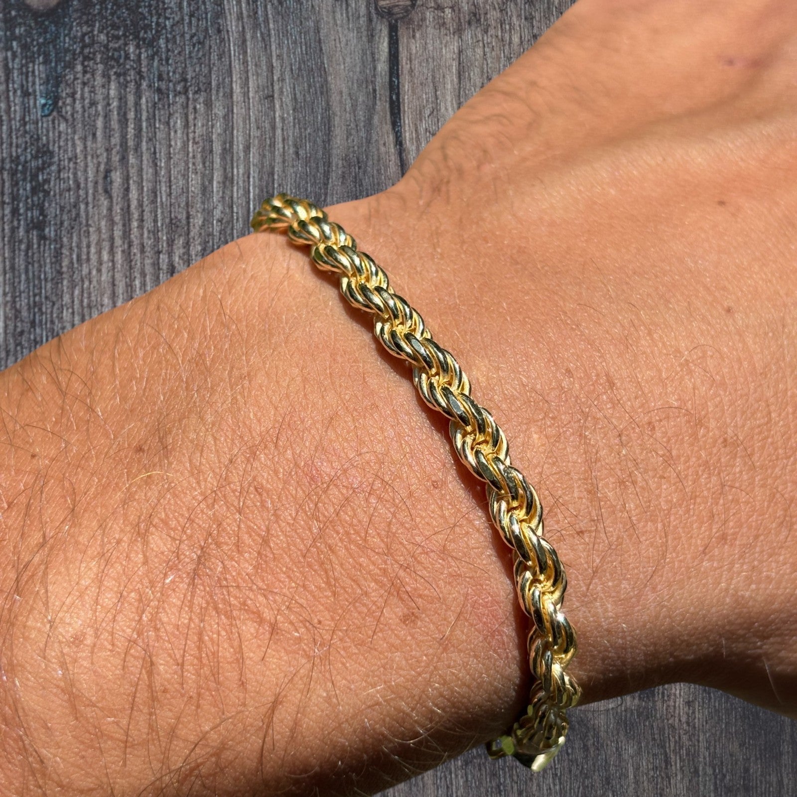 925 Sterling Silver 5mm Diamond Cut Rope Bracelet