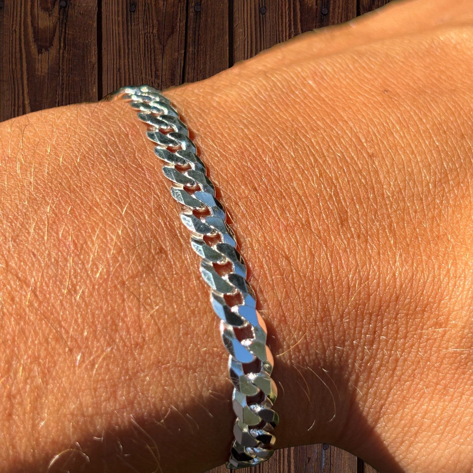 925 Sterling Silver 6mm Flat Curb Bracelet