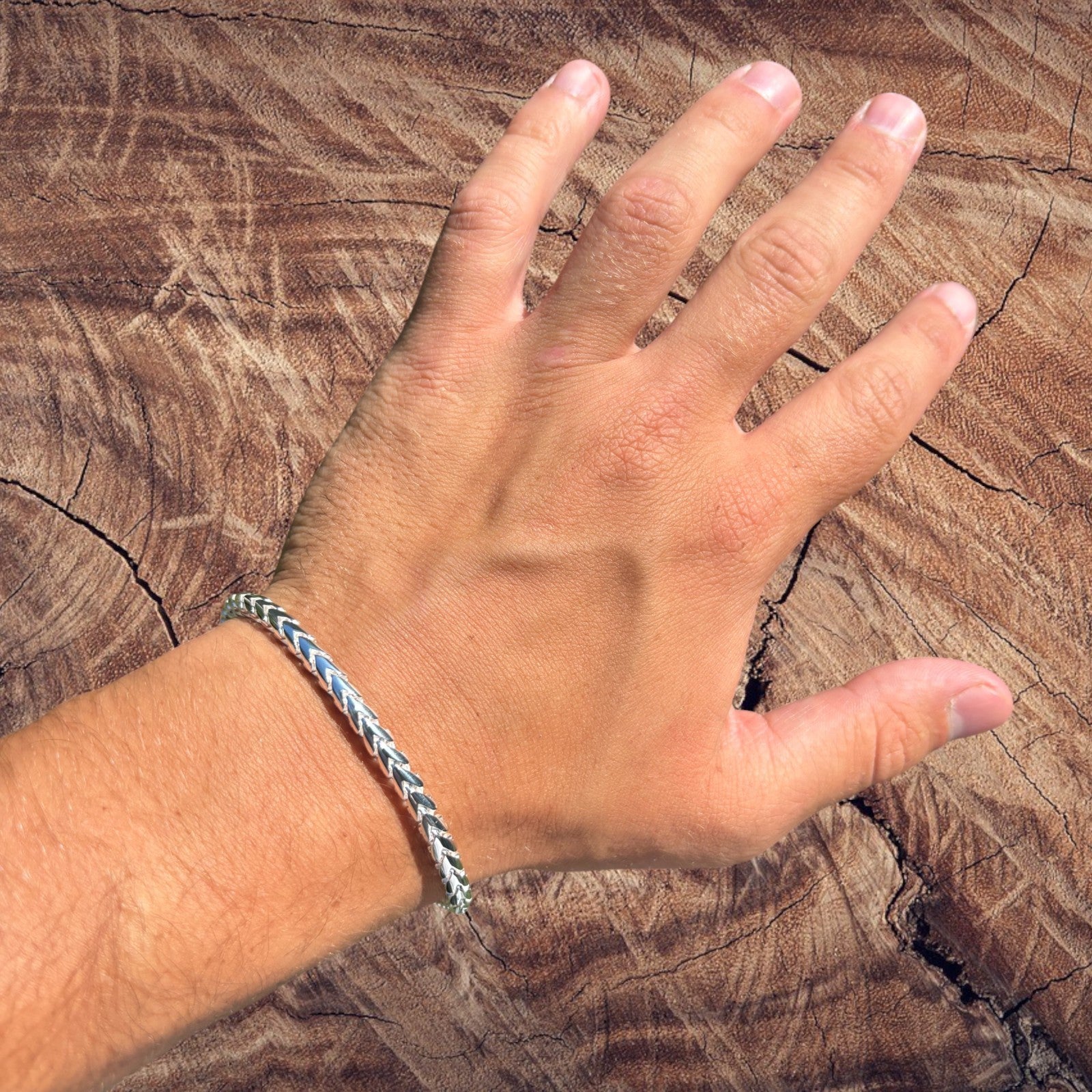 925 Sterling Silver 5mm Rounded Franco Bracelet W. Box Clasp