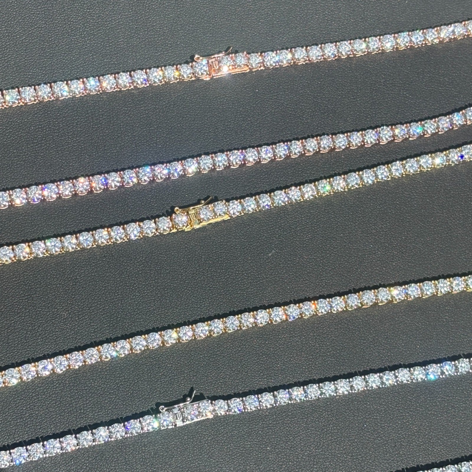 925 Sterling Silver 4mm Tennis Chain Necklace - CZ Or Moissanite