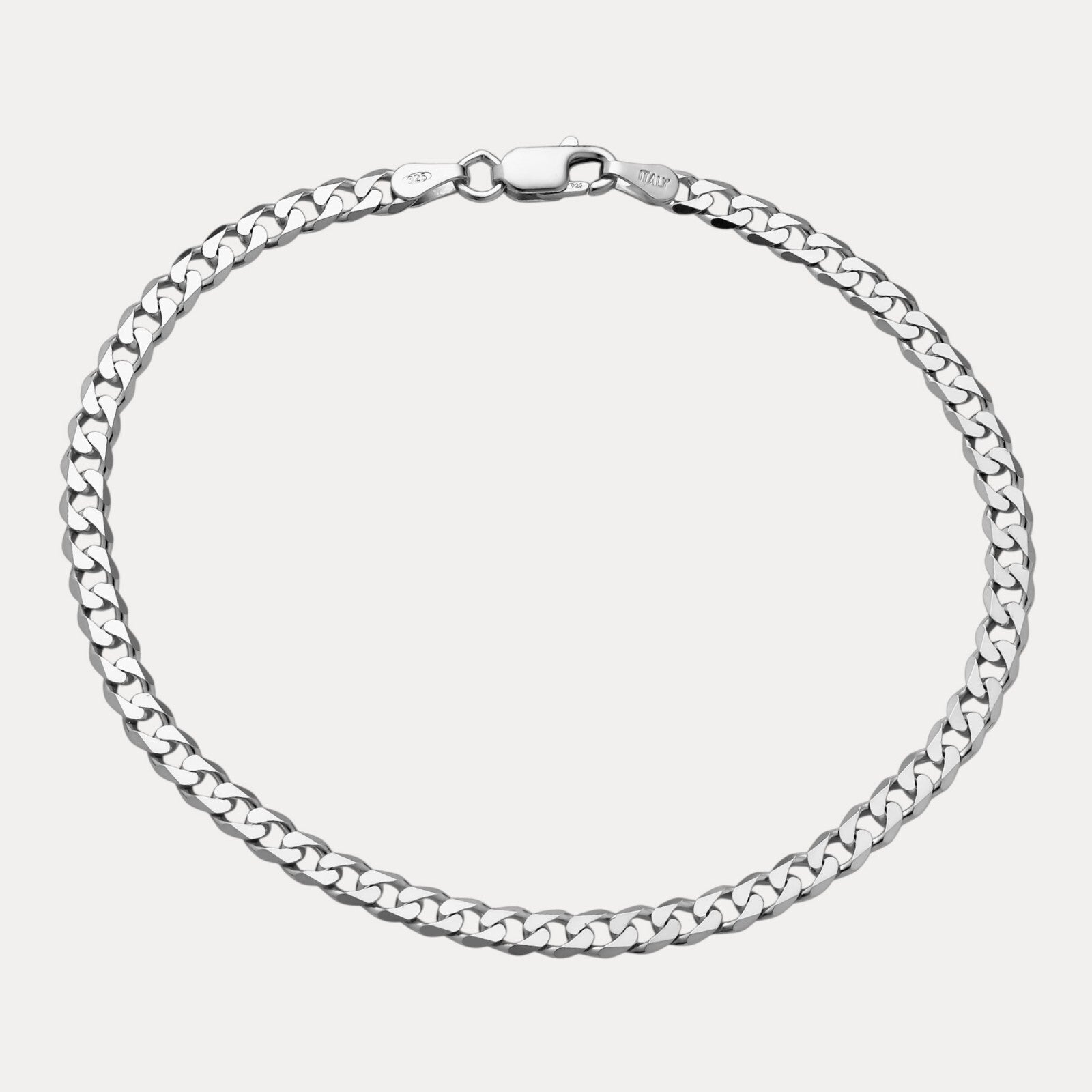 925 Sterling Silver 4mm Curb Bracelet