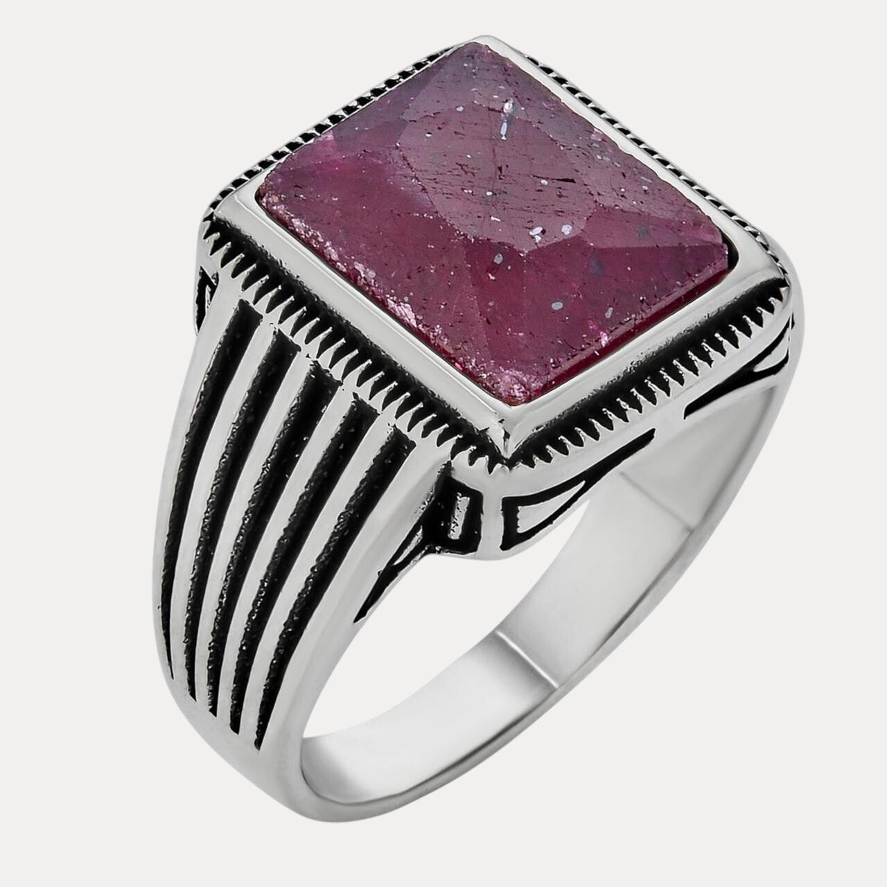 925 Sterling Silver Vintage Red Ruby Ring