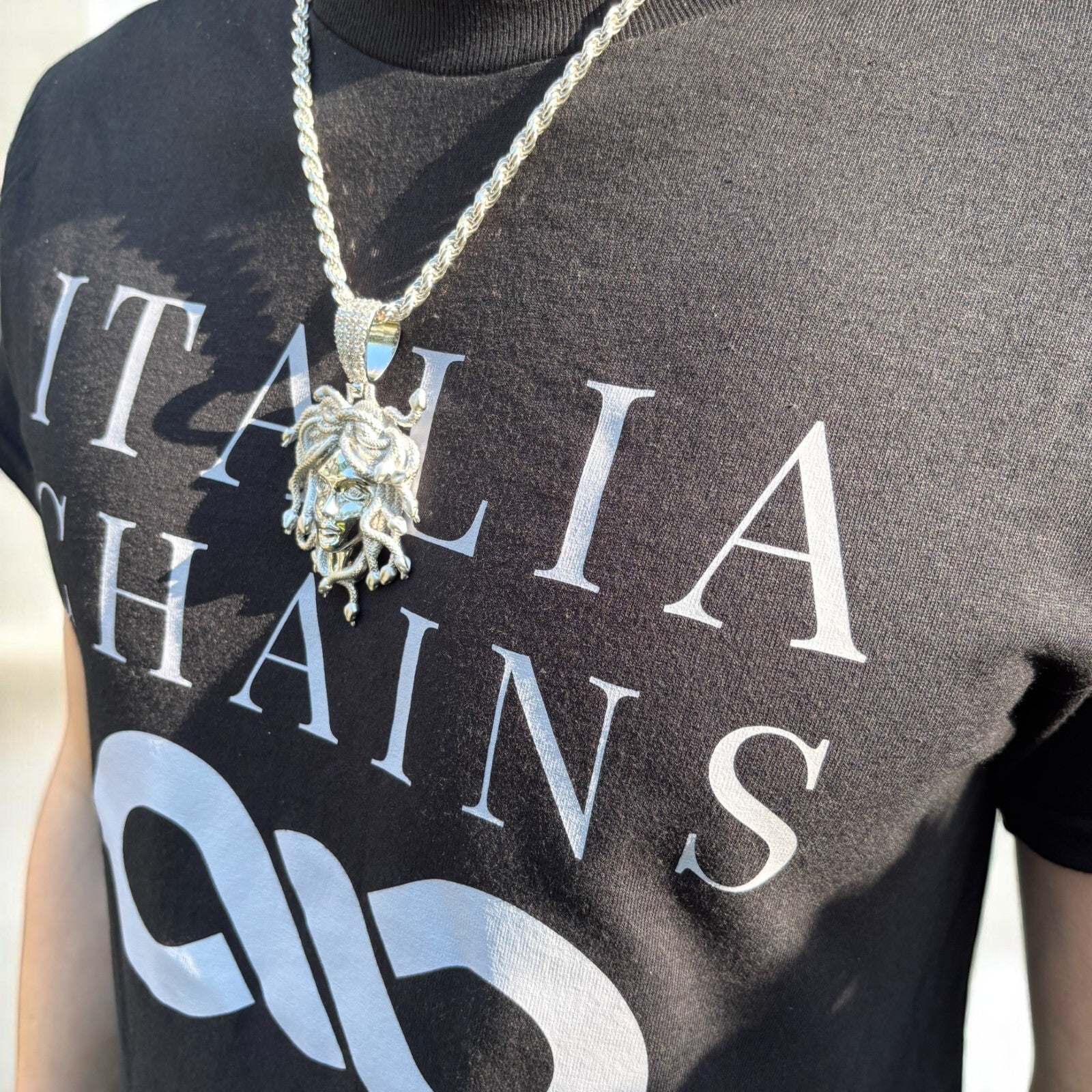 925 Sterling Silver Medusa Head Pendant With Moissanite - Large