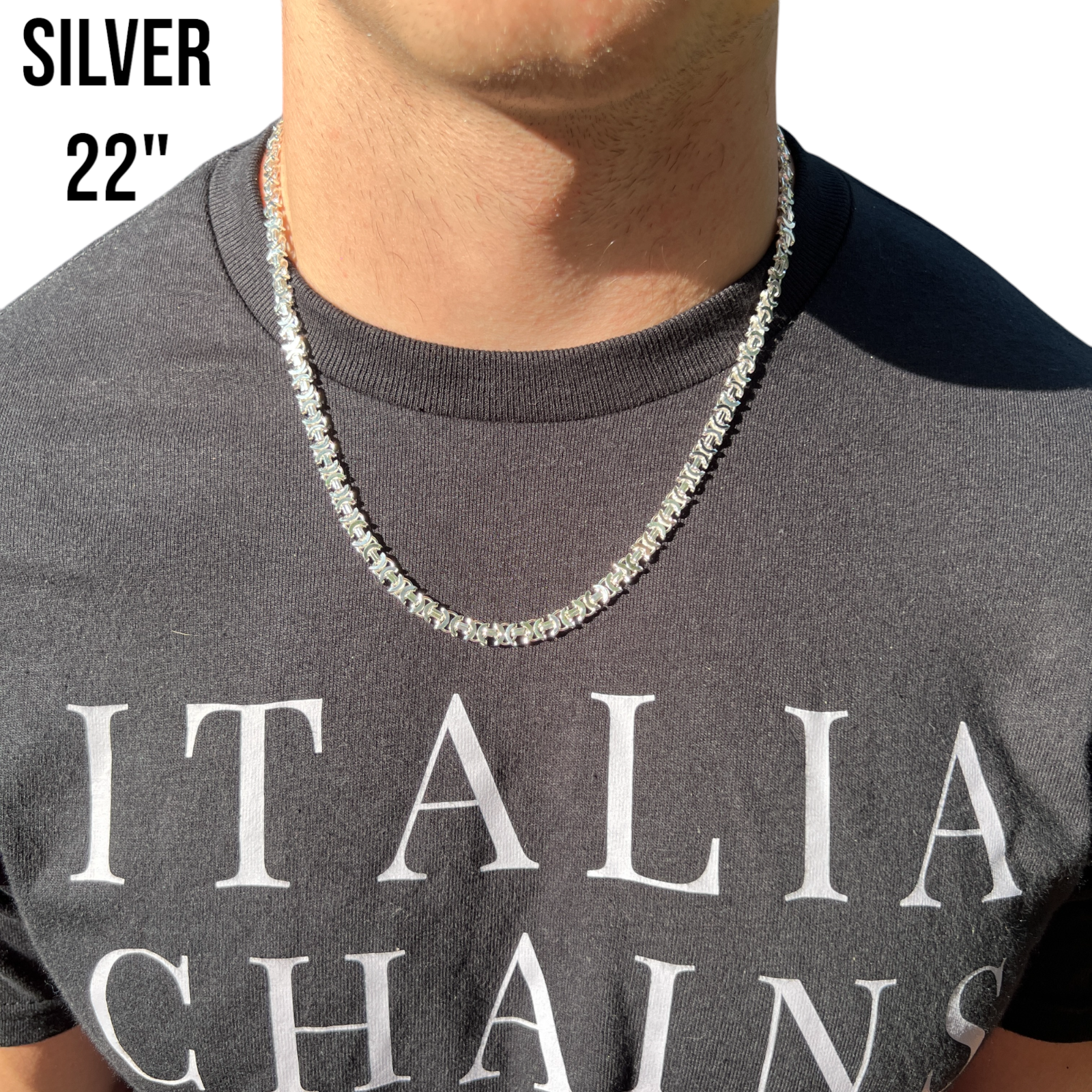 925 Sterling Silver 6mm Flat Byzantine Chain Necklace