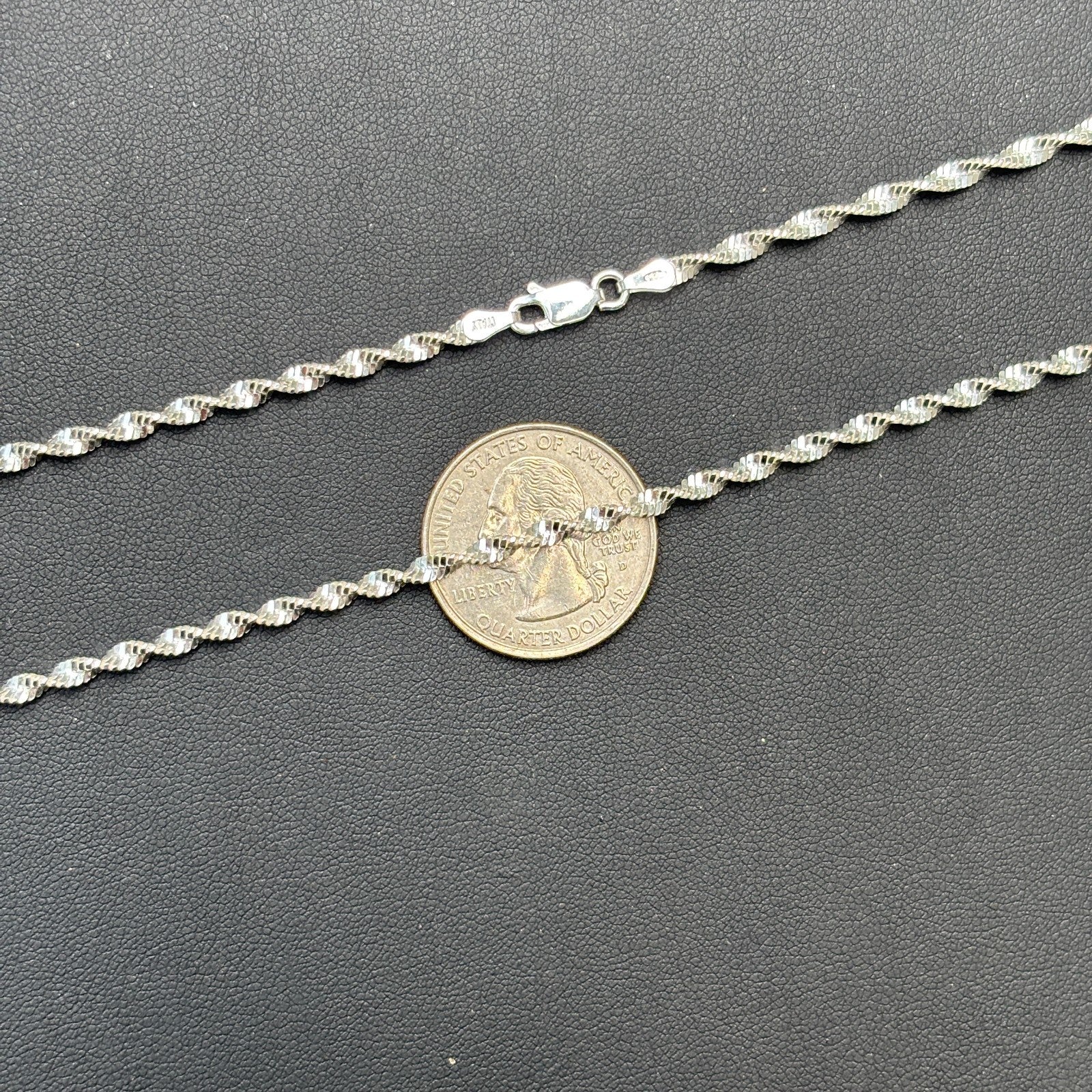 925 Sterling Silver 2.5mm Singapore Chain Necklace