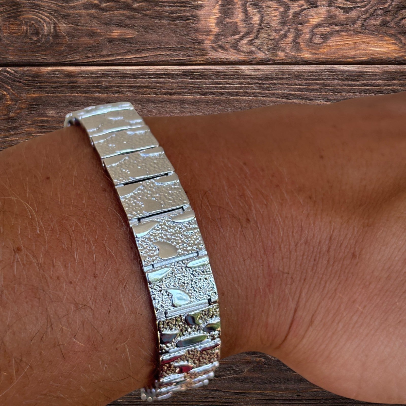 925 Sterling Silver 12mm Custom Nugget Link Bracelet