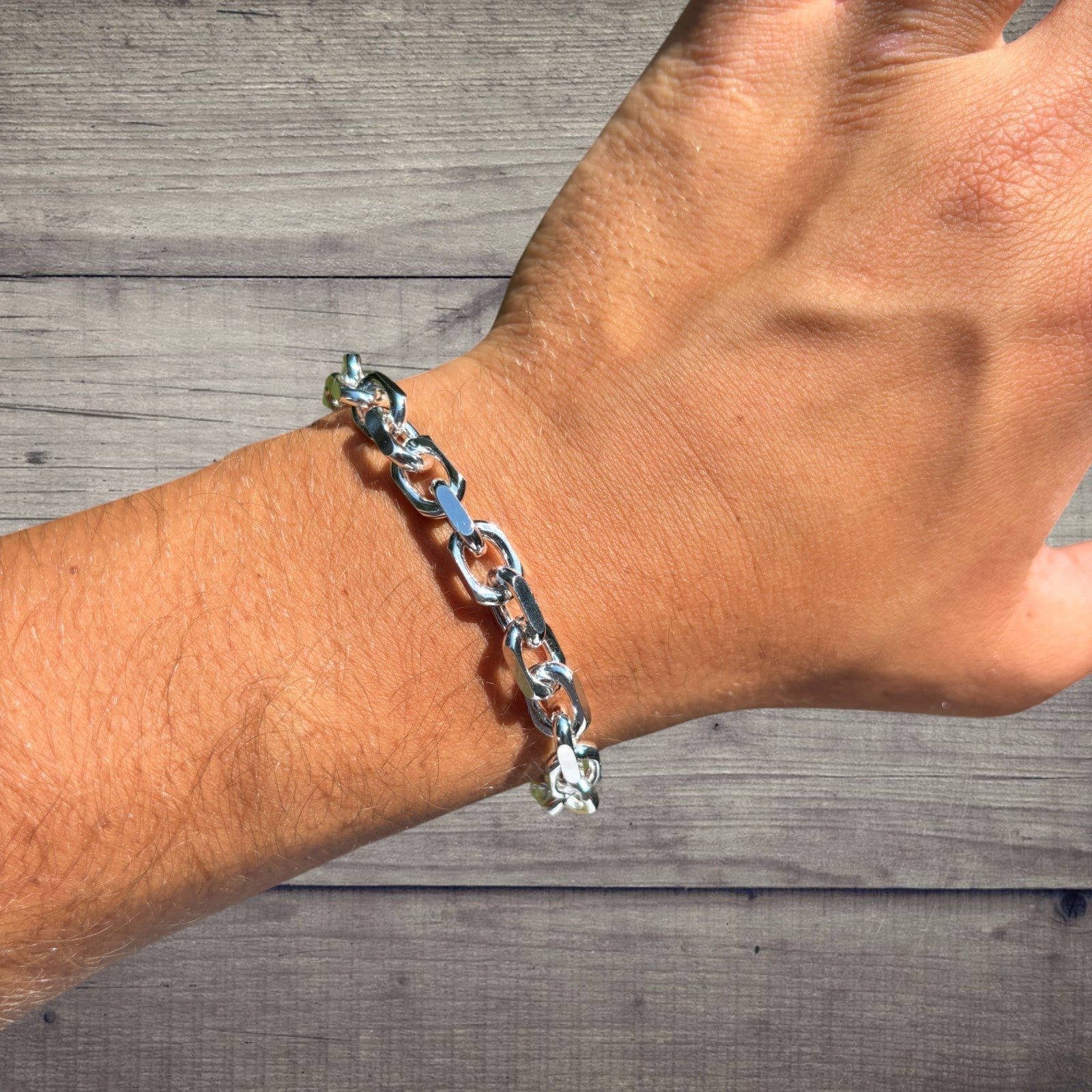 925 Sterling Silver 8mm Anchor Cable Bracelet